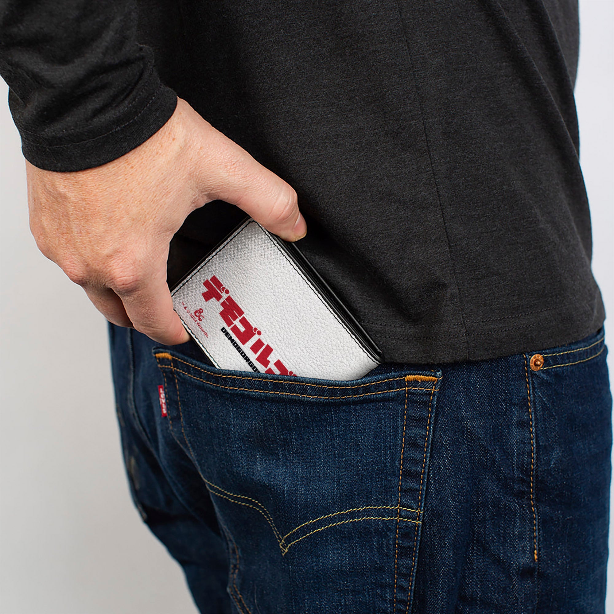 Bi-Fold Wallet - Dungeons & Dragons Demogorgon and Dice Japanese Text White Bi-Fold Wallets Dungeons & Dragons