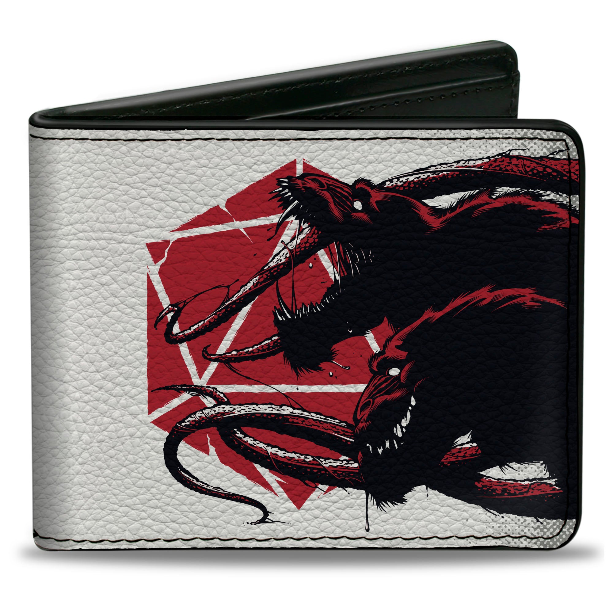Bi-Fold Wallet - Dungeons & Dragons Demogorgon and Dice Japanese Text White Bi-Fold Wallets Dungeons & Dragons