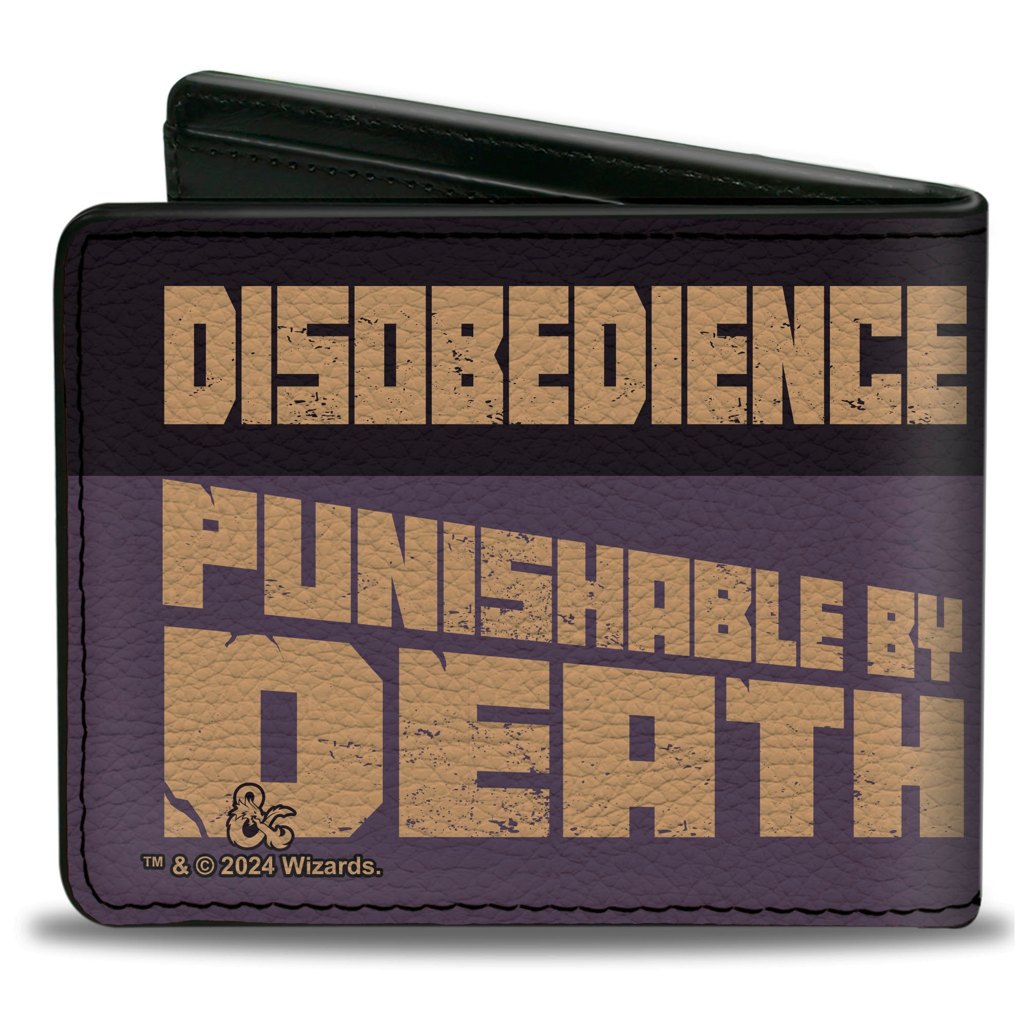 Bi-Fold Wallet - Dungeons & Dragons Drider DISOBEDIENCE PUNISHABLE BY DEATH Pose Black/Purple/Gold Bi-Fold Wallets Dungeons & Dragons