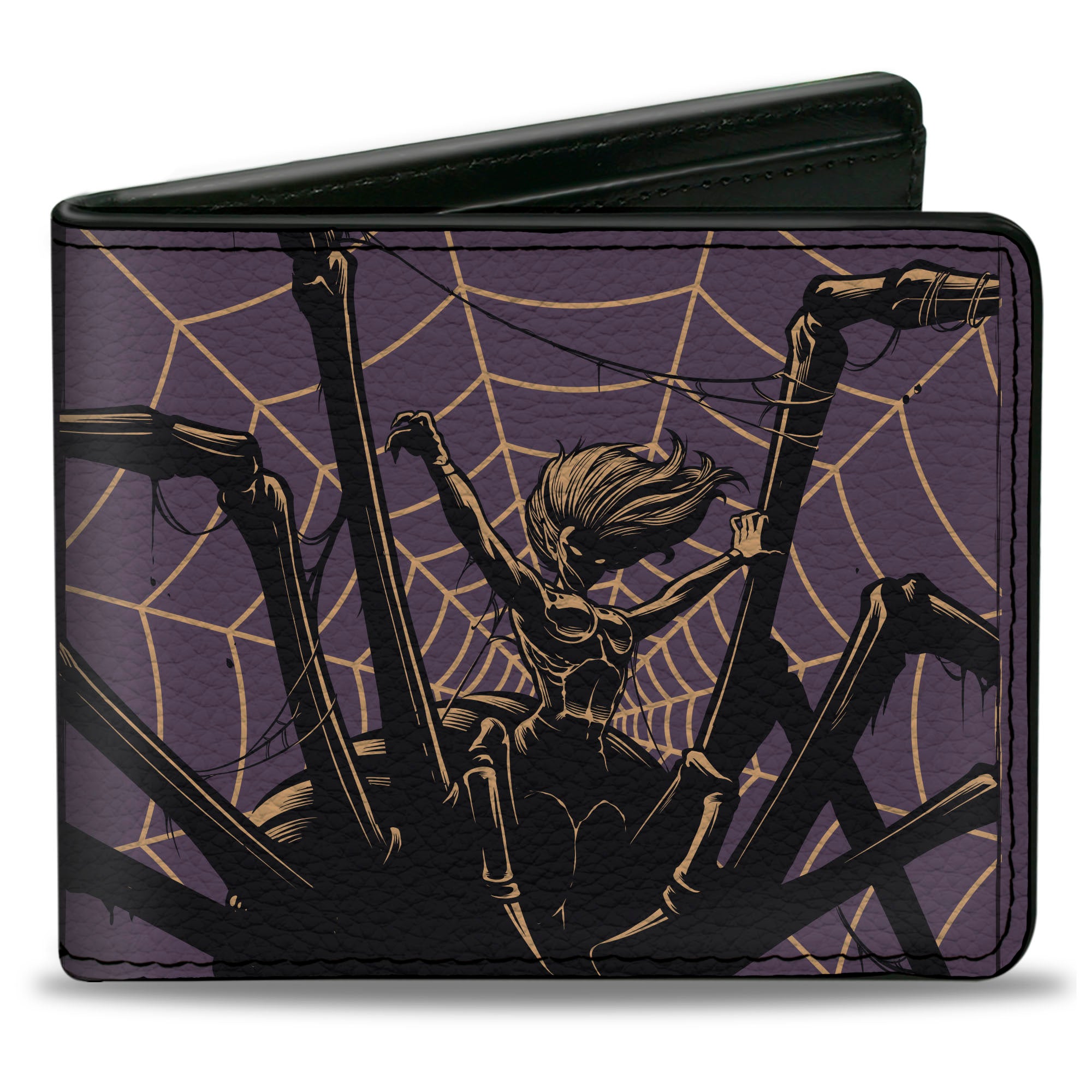 Bi-Fold Wallet - Dungeons & Dragons Drider DISOBEDIENCE PUNISHABLE BY DEATH Pose Black/Purple/Gold Bi-Fold Wallets Dungeons & Dragons