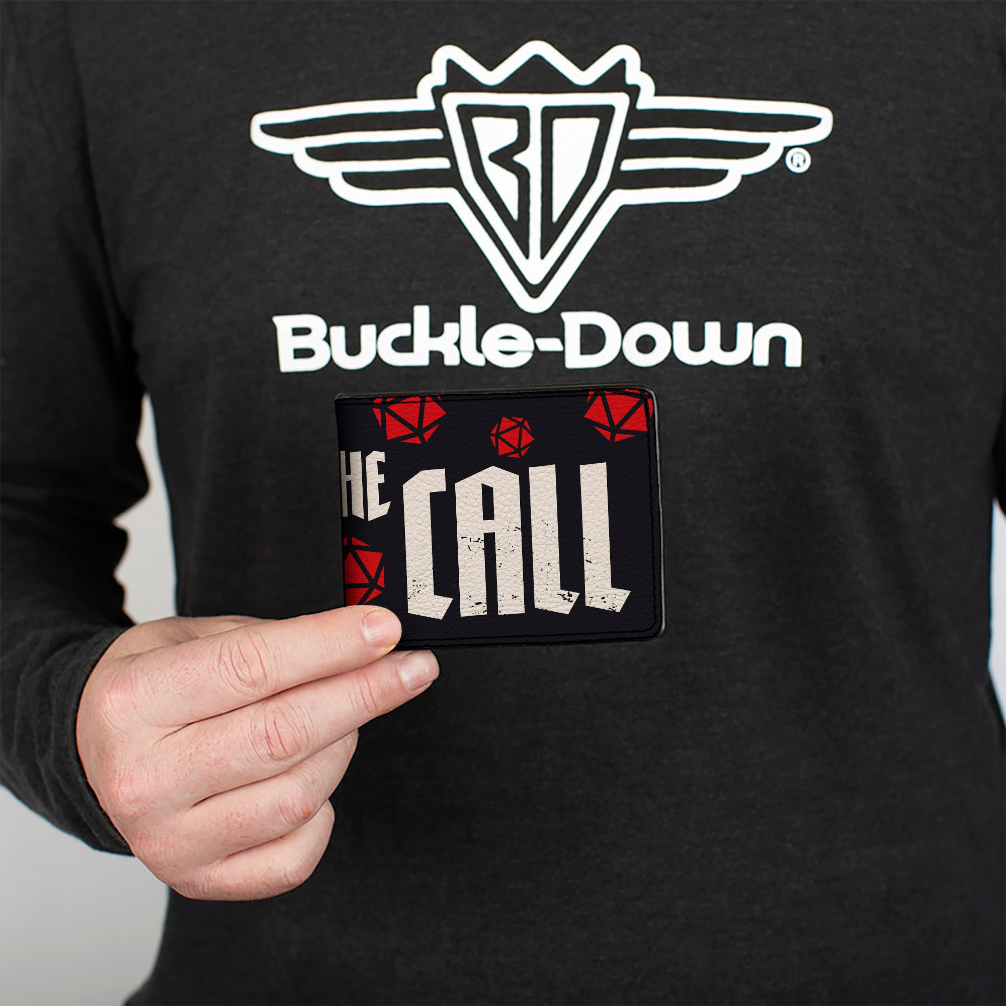 Bi-Fold Wallet - Dungeons & Dragons HEED THE CALL with Dice Black/White/Red Bi-Fold Wallets Dungeons & Dragons