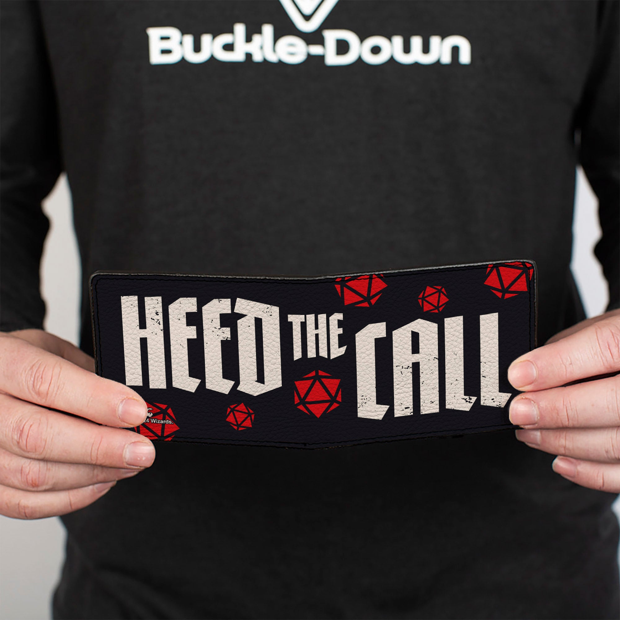 Bi-Fold Wallet - Dungeons & Dragons HEED THE CALL with Dice Black/White/Red Bi-Fold Wallets Dungeons & Dragons