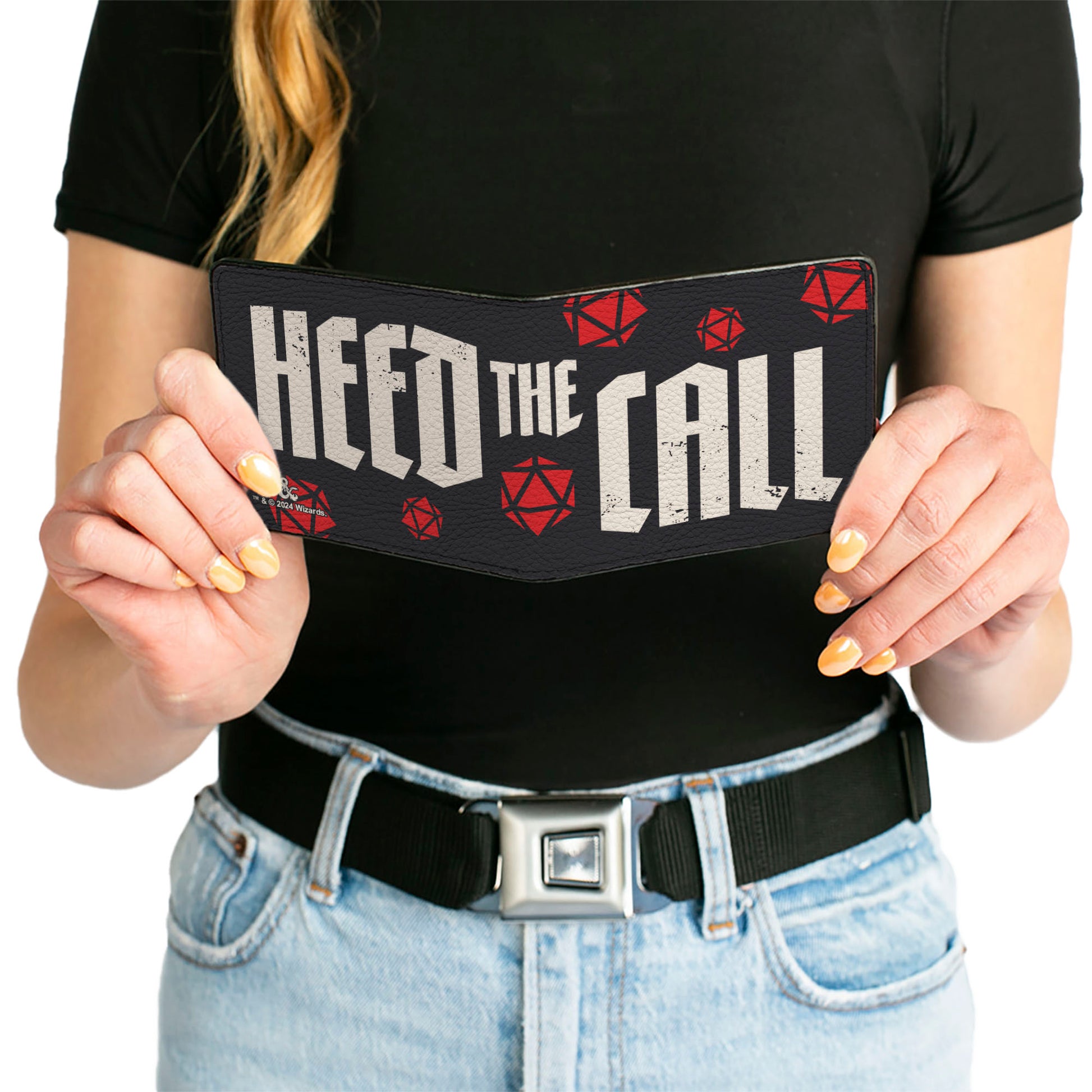 Bi-Fold Wallet - Dungeons & Dragons HEED THE CALL with Dice Black/White/Red Bi-Fold Wallets Dungeons & Dragons