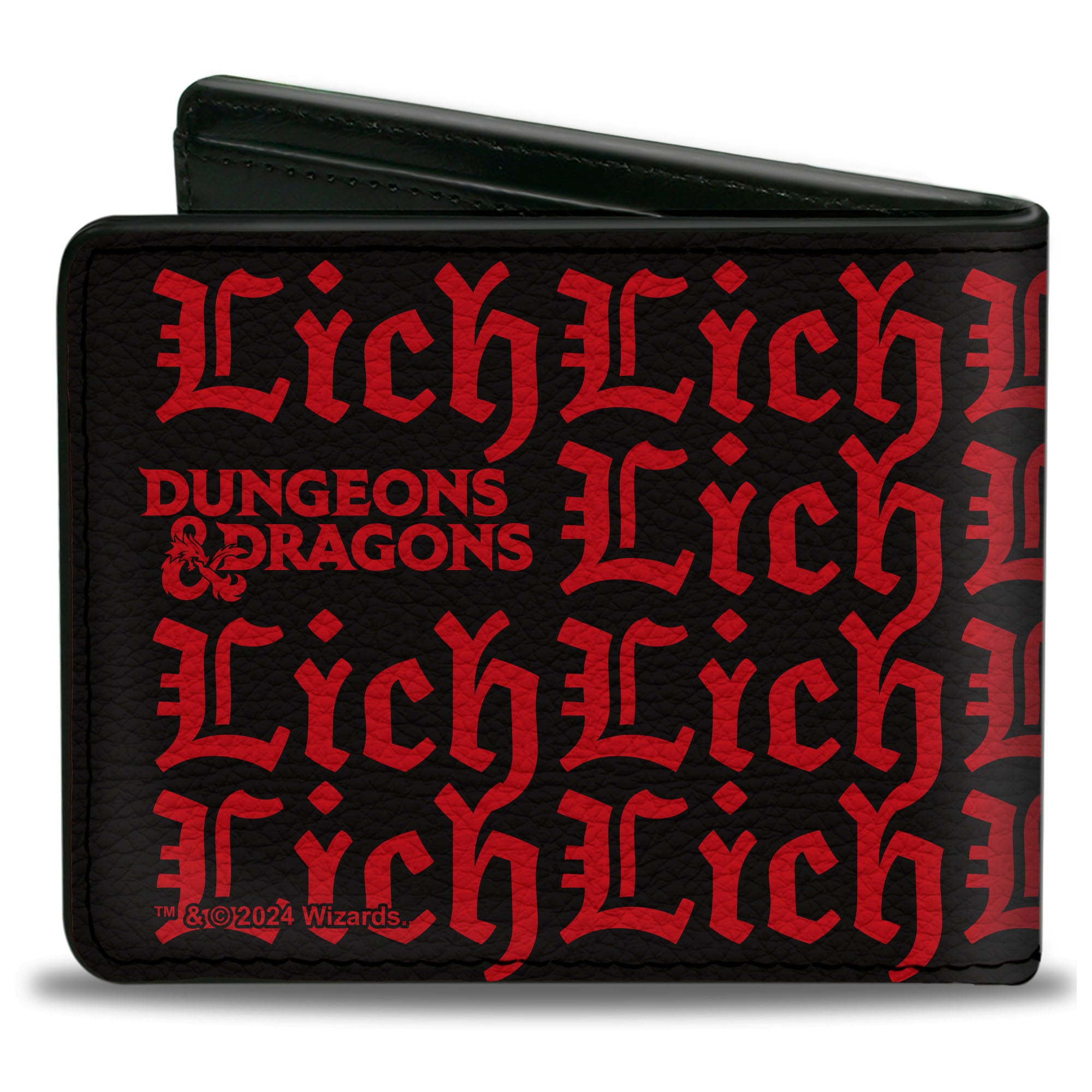 Bi-Fold Wallet - Dungeons & Dragons LICH Monster Illustration and Text Black/Red/White Bi-Fold Wallets Dungeons & Dragons