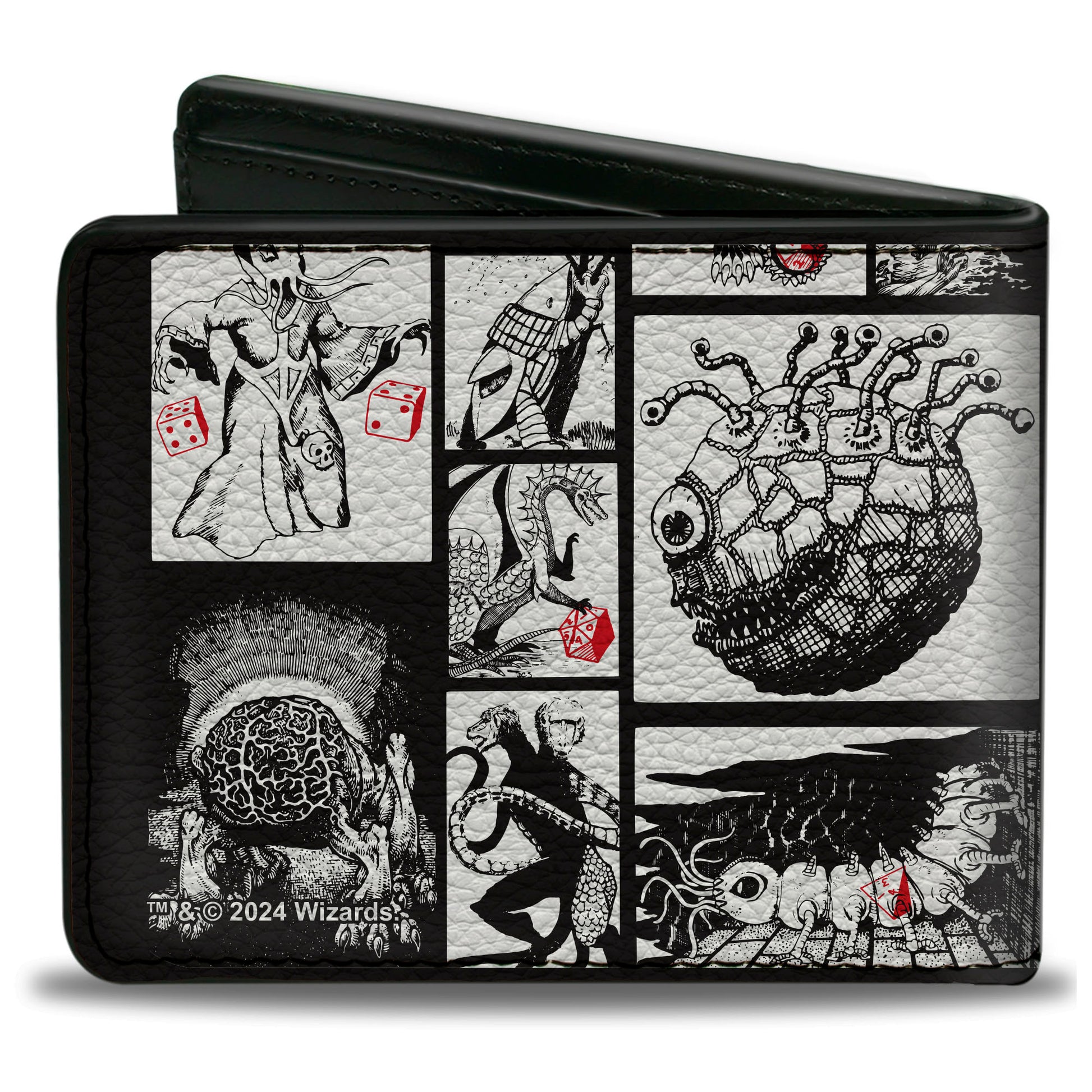 Bi-Fold Wallet - Dungeons & Dragons Monster Illustration Blocks Black/White Bi-Fold Wallets Dungeons & Dragons