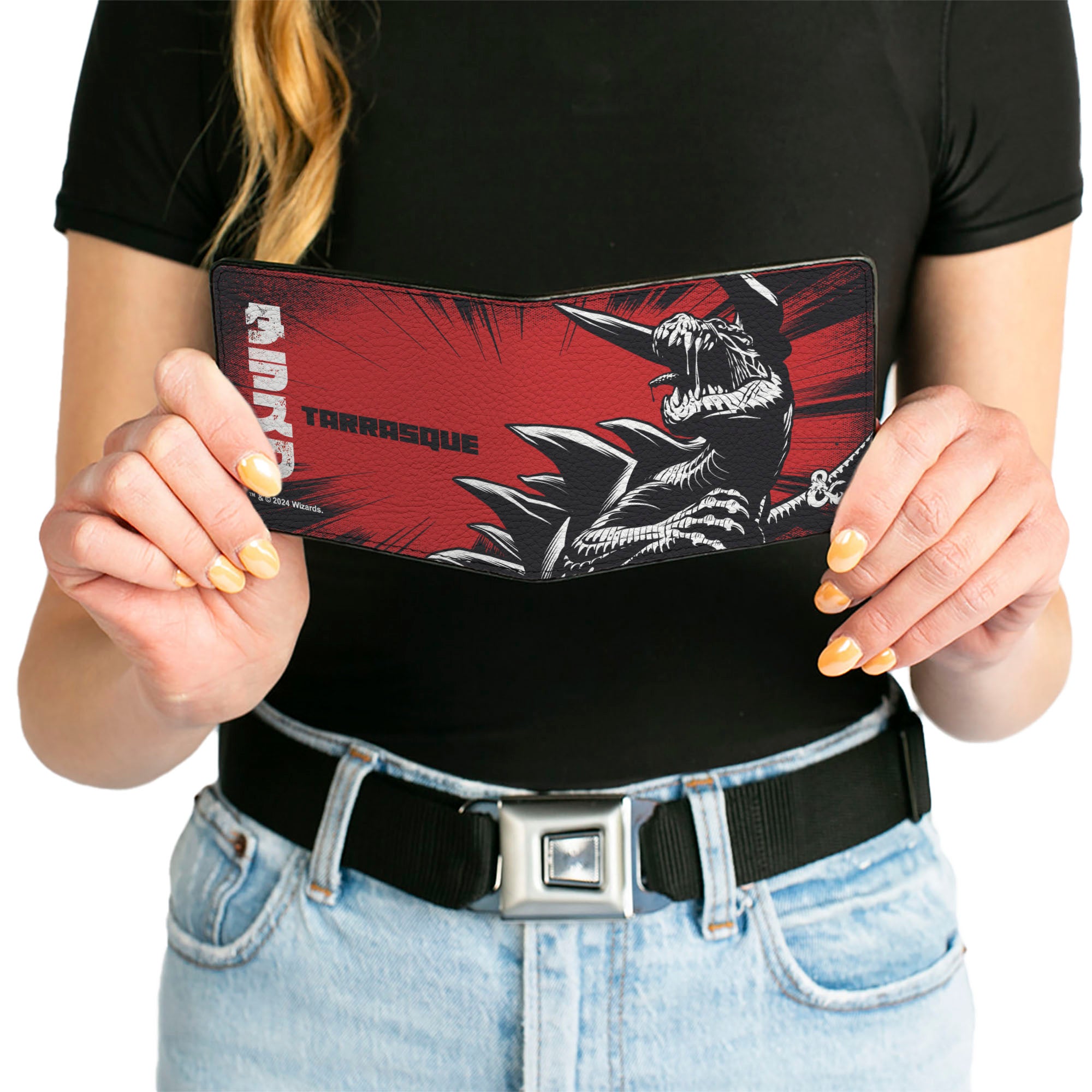 Bi-Fold Wallet - Dungeons & Dragons TARRASQUE Monster and Text Black/Red/White Bi-Fold Wallets Dungeons & Dragons
