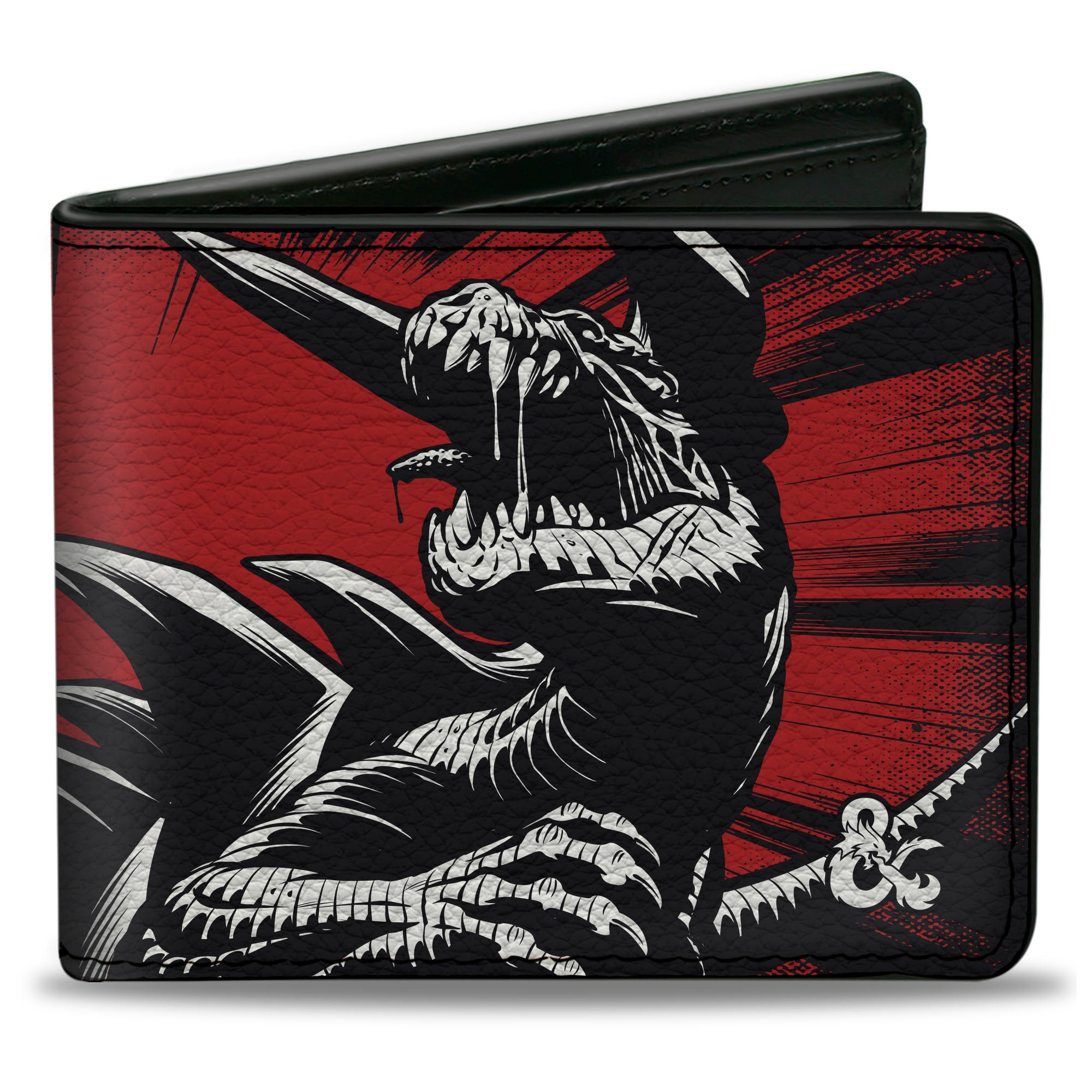 Bi-Fold Wallet - Dungeons & Dragons TARRASQUE Monster and Text Black/Red/White Bi-Fold Wallets Dungeons & Dragons