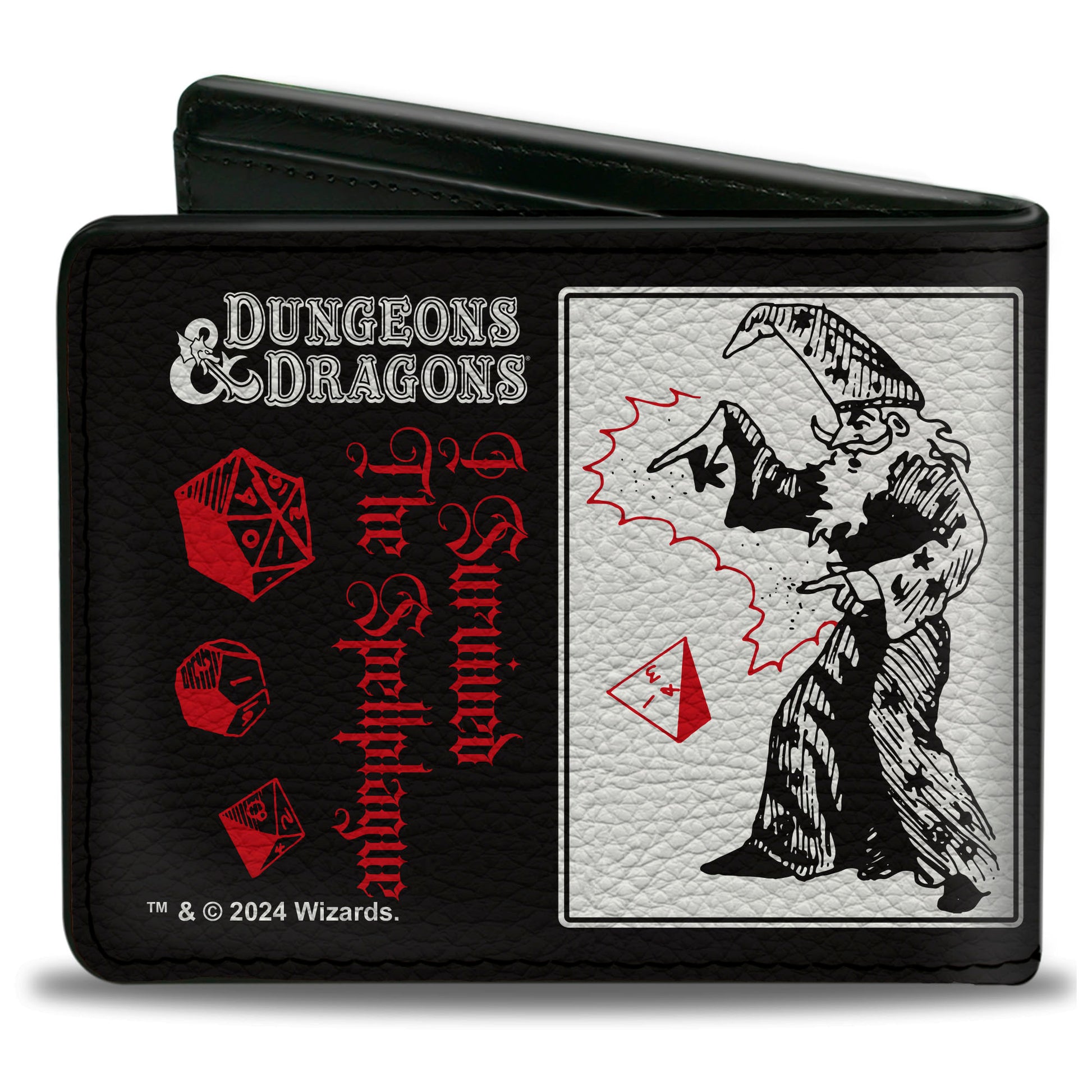 Bi-Fold Wallet - Dungeons & Dragons I SURVIVED THE SPELLPLAGUE Spell Blocks Black/White/Red Bi-Fold Wallets Dungeons & Dragons