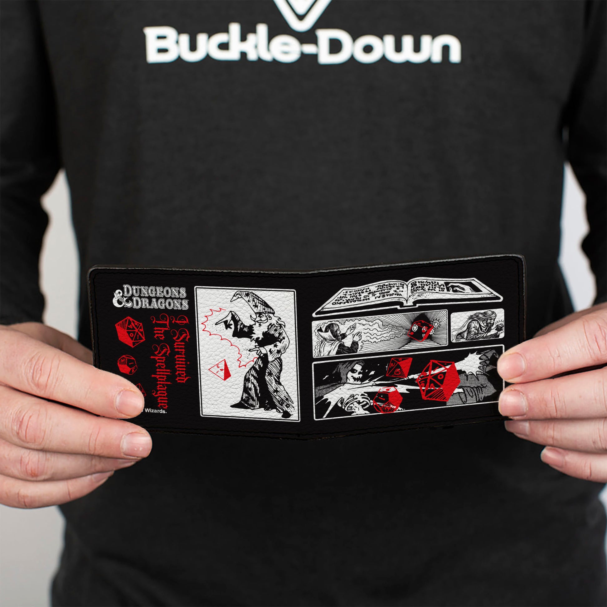 Bi-Fold Wallet - Dungeons & Dragons I SURVIVED THE SPELLPLAGUE Spell Blocks Black/White/Red Bi-Fold Wallets Dungeons & Dragons