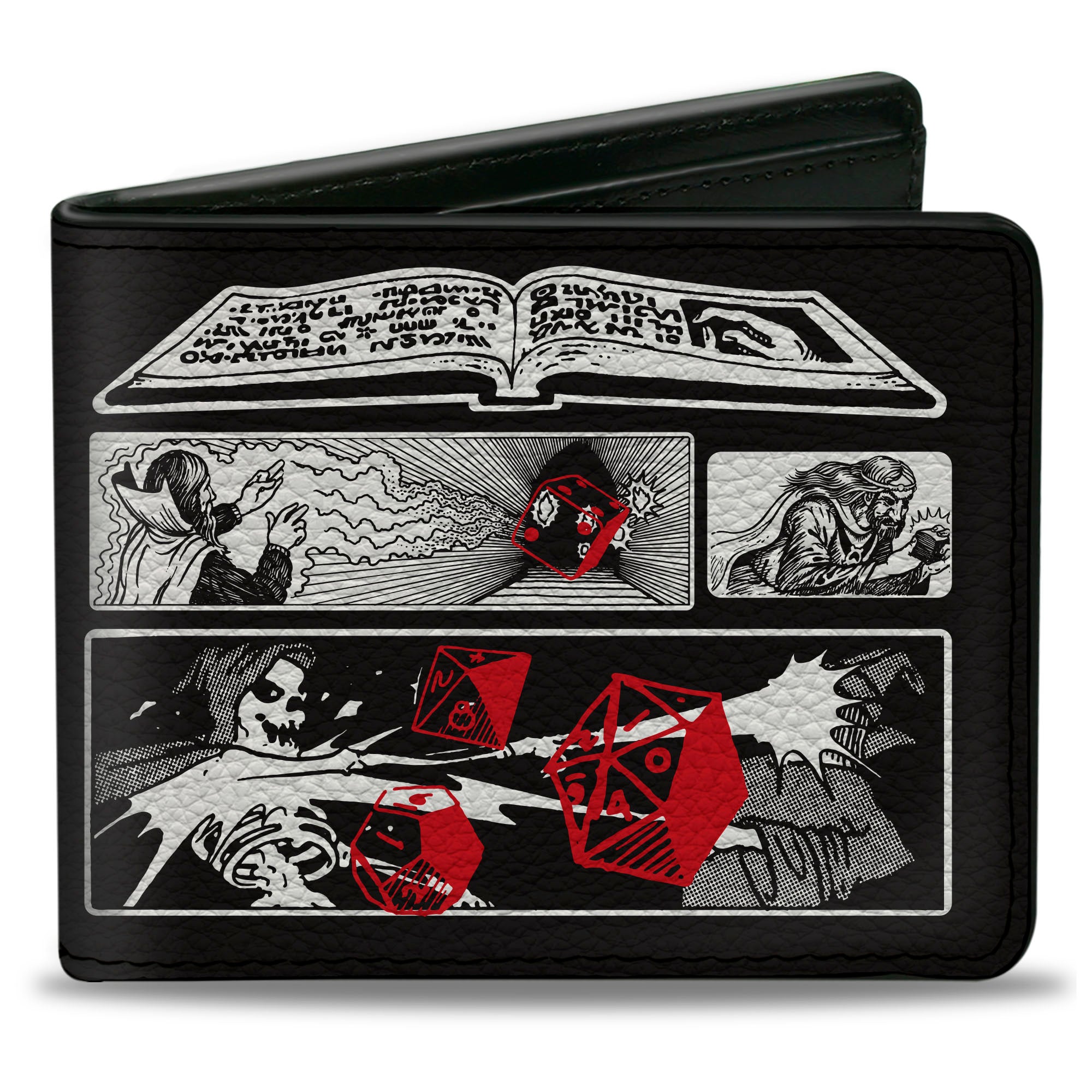 Bi-Fold Wallet - Dungeons & Dragons I SURVIVED THE SPELLPLAGUE Spell Blocks Black/White/Red Bi-Fold Wallets Dungeons & Dragons