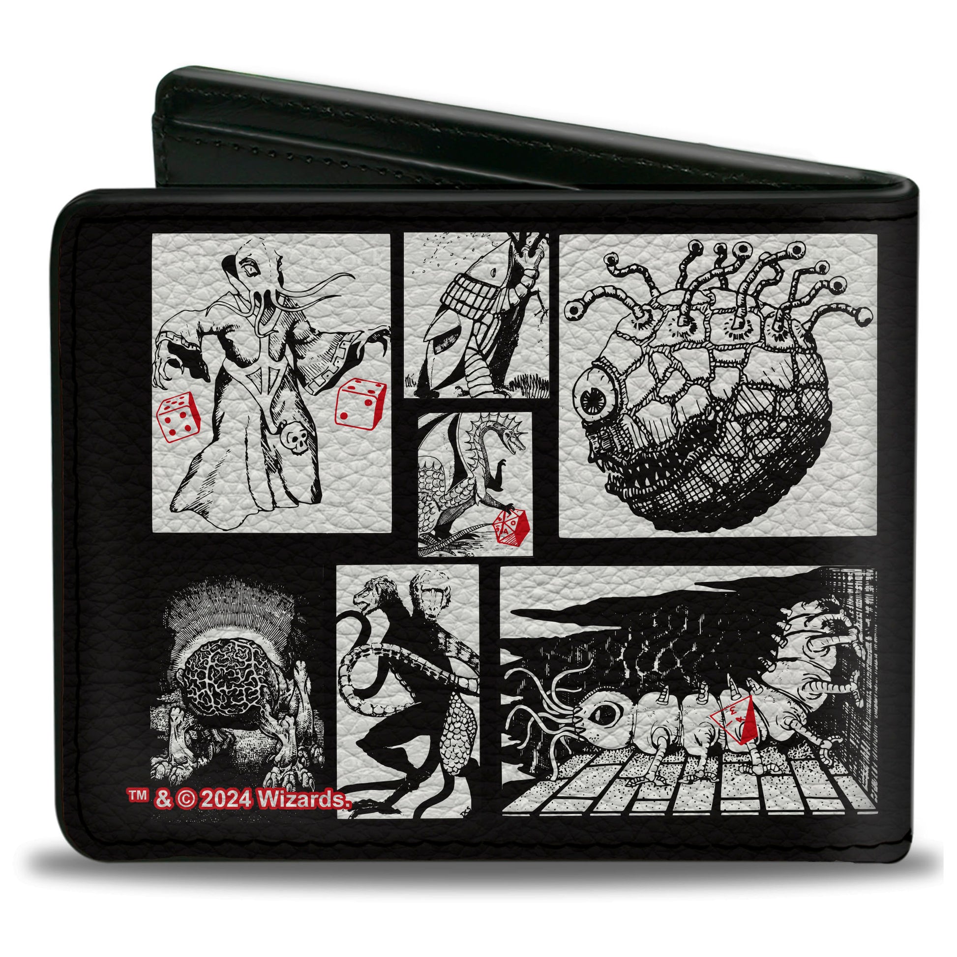 Bi-Fold Wallet - Dungeons & Dragons Monster Illustration Blocks2 Black/White Bi-Fold Wallets Dungeons & Dragons