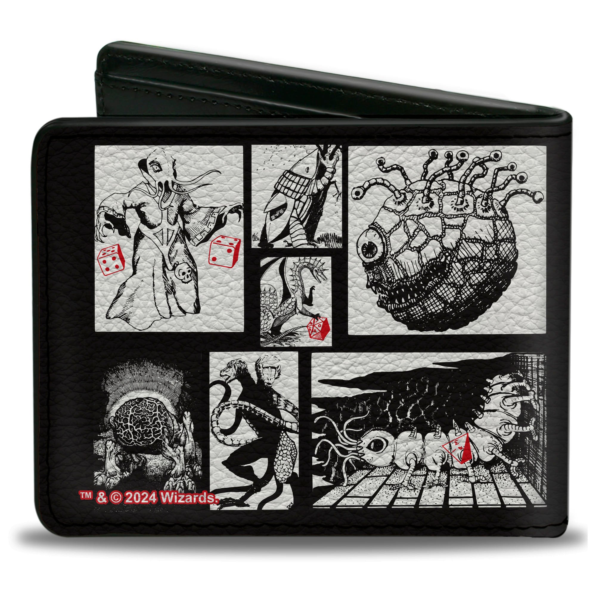 Bi-Fold Wallet - Dungeons & Dragons Monster Illustration Blocks2 Black/White Bi-Fold Wallets Dungeons & Dragons