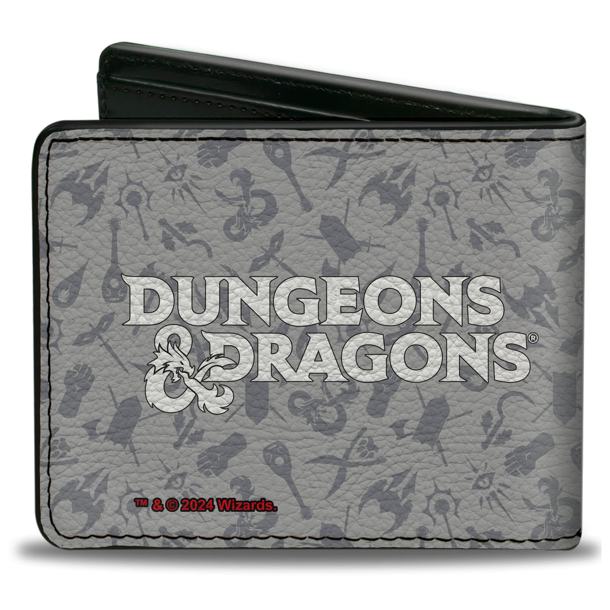 Bi-Fold Wallet - DUNGEONS & DRAGONS PALADIN Text and Icons Collage Grays/Black/Red Bi-Fold Wallets Dungeons & Dragons