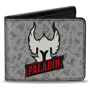 Bi-Fold Wallet - DUNGEONS & DRAGONS PALADIN Text and Icons Collage Grays/Black/Red Bi-Fold Wallets Dungeons & Dragons