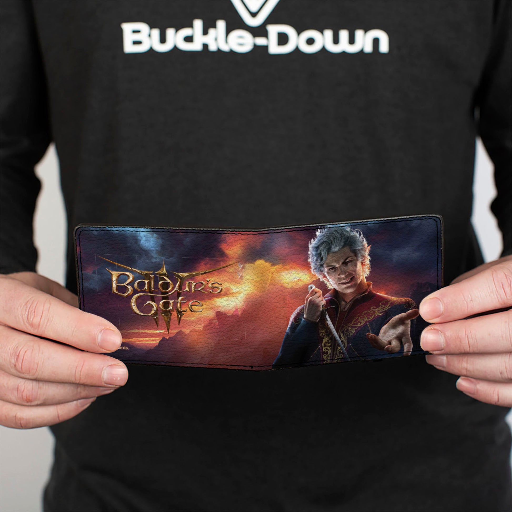 Bi-Fold Wallet - BALDUR'S GATE Astarion Hand Out Pose and Title Logo Bi-Fold Wallets Baldur's Gate III