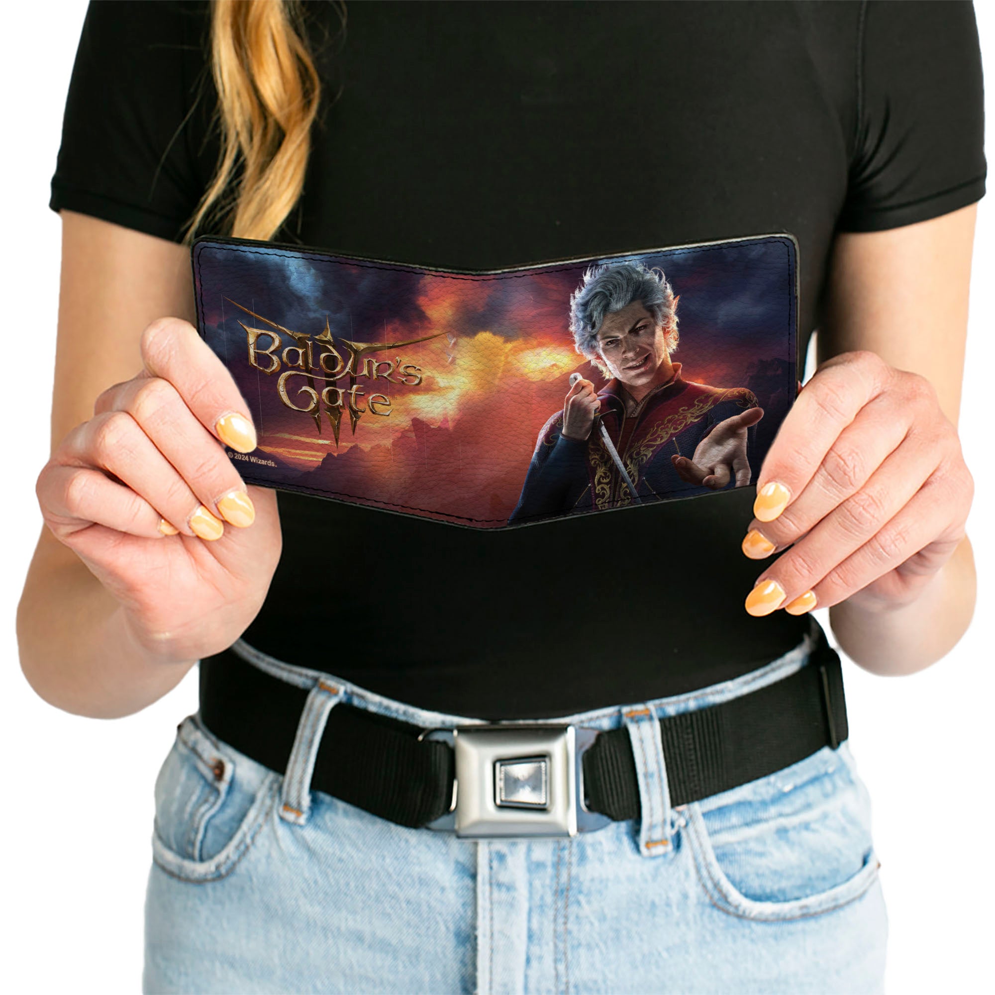 Bi-Fold Wallet - BALDUR'S GATE Astarion Hand Out Pose and Title Logo Bi-Fold Wallets Baldur's Gate III