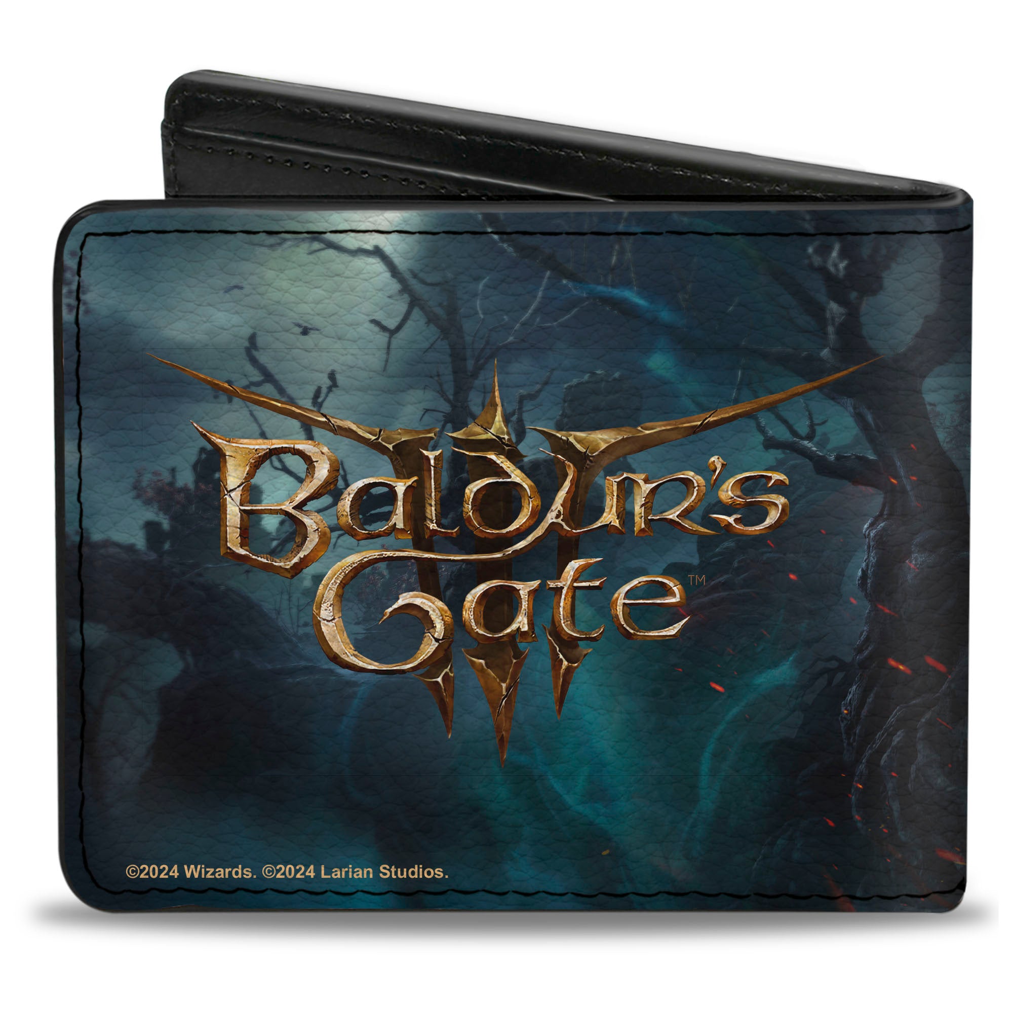 Bi-Fold Wallet - BALDUR'S GATE III Dark Urge Roaring Pose Scene and Title Logo Bi-Fold Wallets Baldur's Gate III