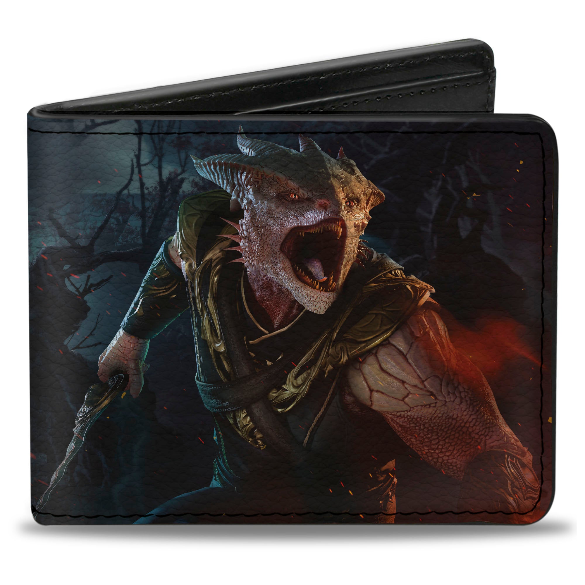 Bi-Fold Wallet - BALDUR'S GATE III Dark Urge Roaring Pose Scene and Title Logo Bi-Fold Wallets Baldur's Gate III