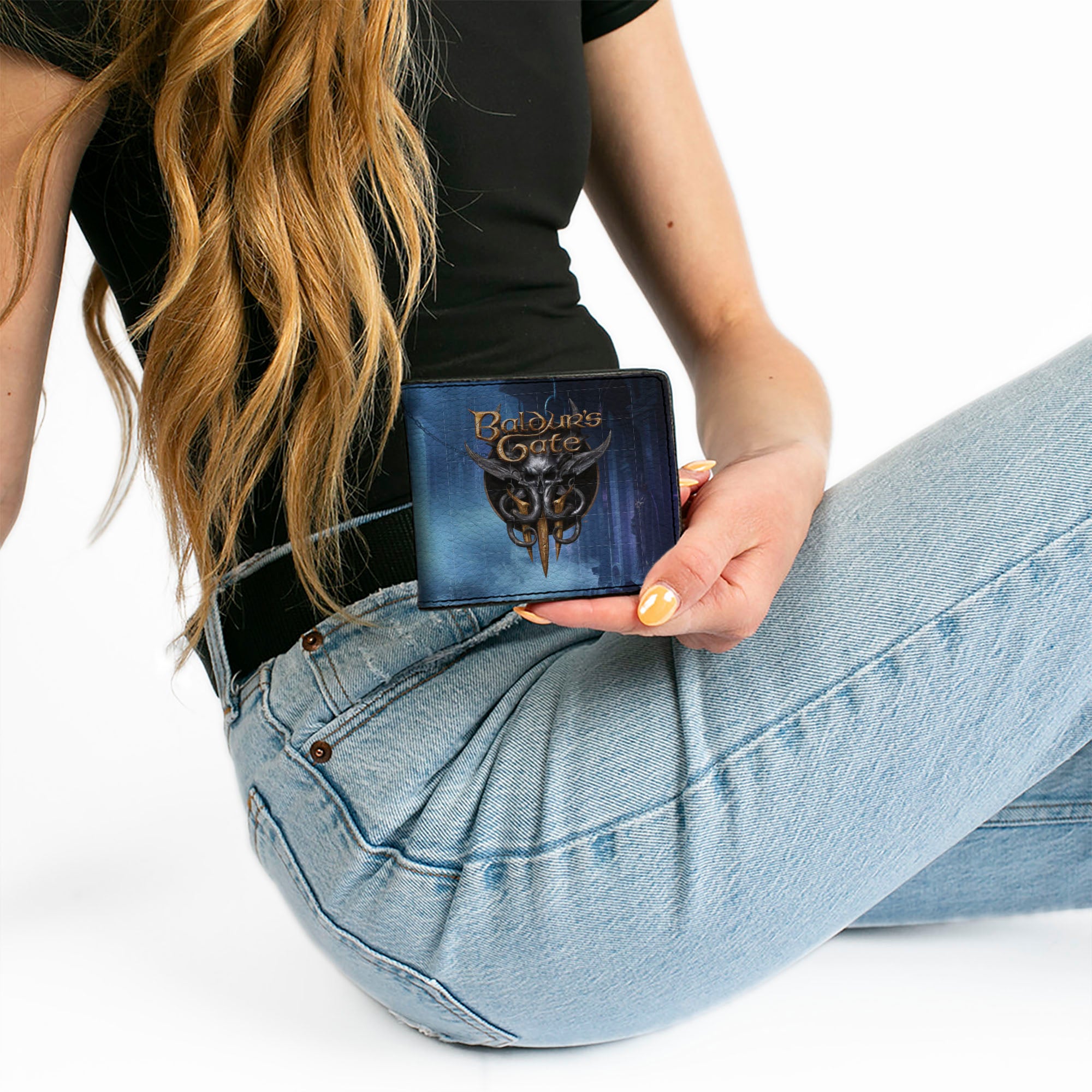Bi-Fold Wallet - BALDUR'S GATE III Shadowheart Astral Prism Pose Scene and Mind Flayer Logo Bi-Fold Wallets Baldur's Gate III