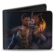 Bi-Fold Wallet - BALDUR'S GATE III Wyll and Mizora Flame Pose Scene and Title Logo Bi-Fold Wallets Baldur's Gate III