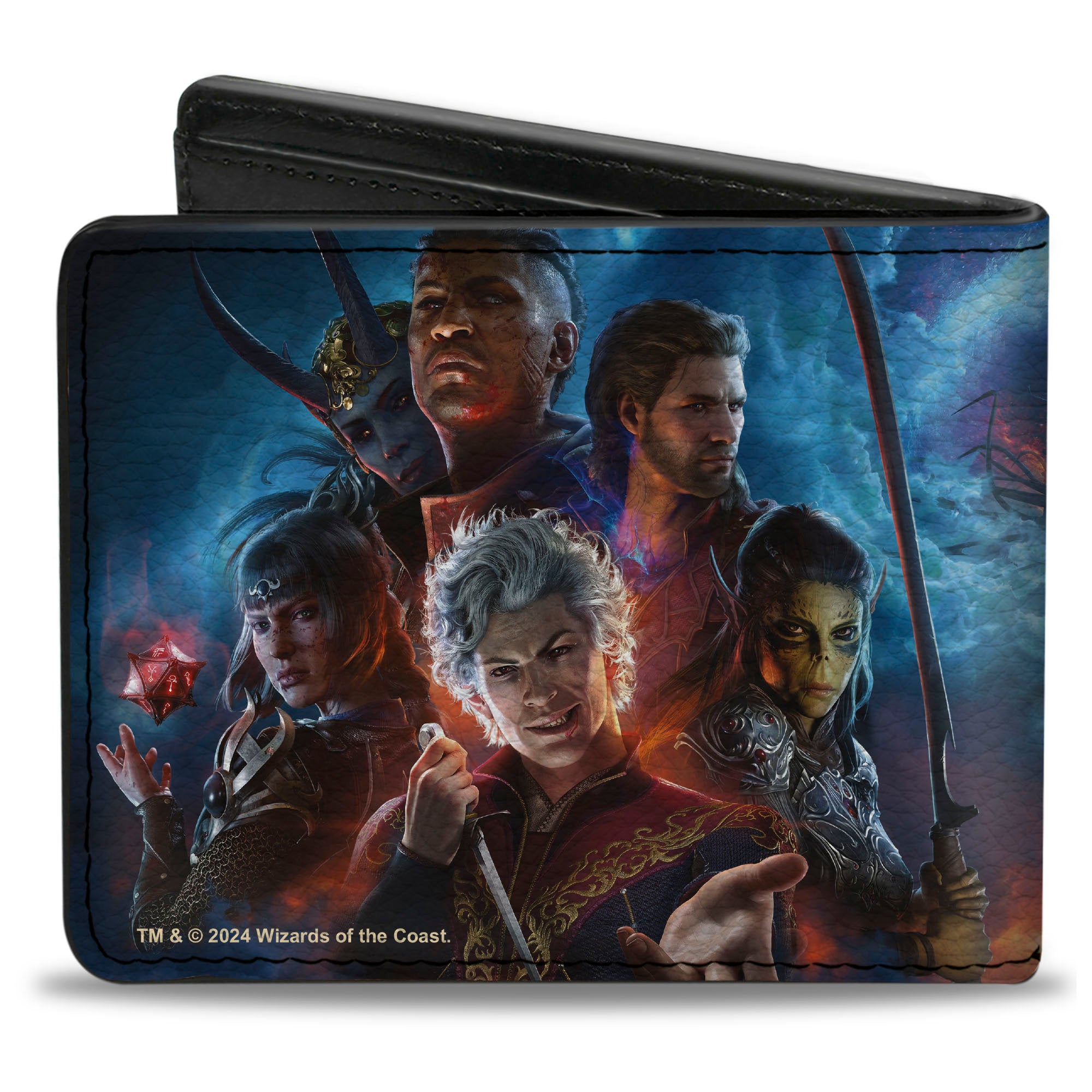 Bi-Fold Wallet - BALDUR'S GATE III Group Pose Scenes and Title Logo Grays Bi-Fold Wallets Baldur's Gate III