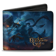 Bi-Fold Wallet - BALDUR'S GATE III Group Pose Scenes and Title Logo Grays Bi-Fold Wallets Baldur's Gate III