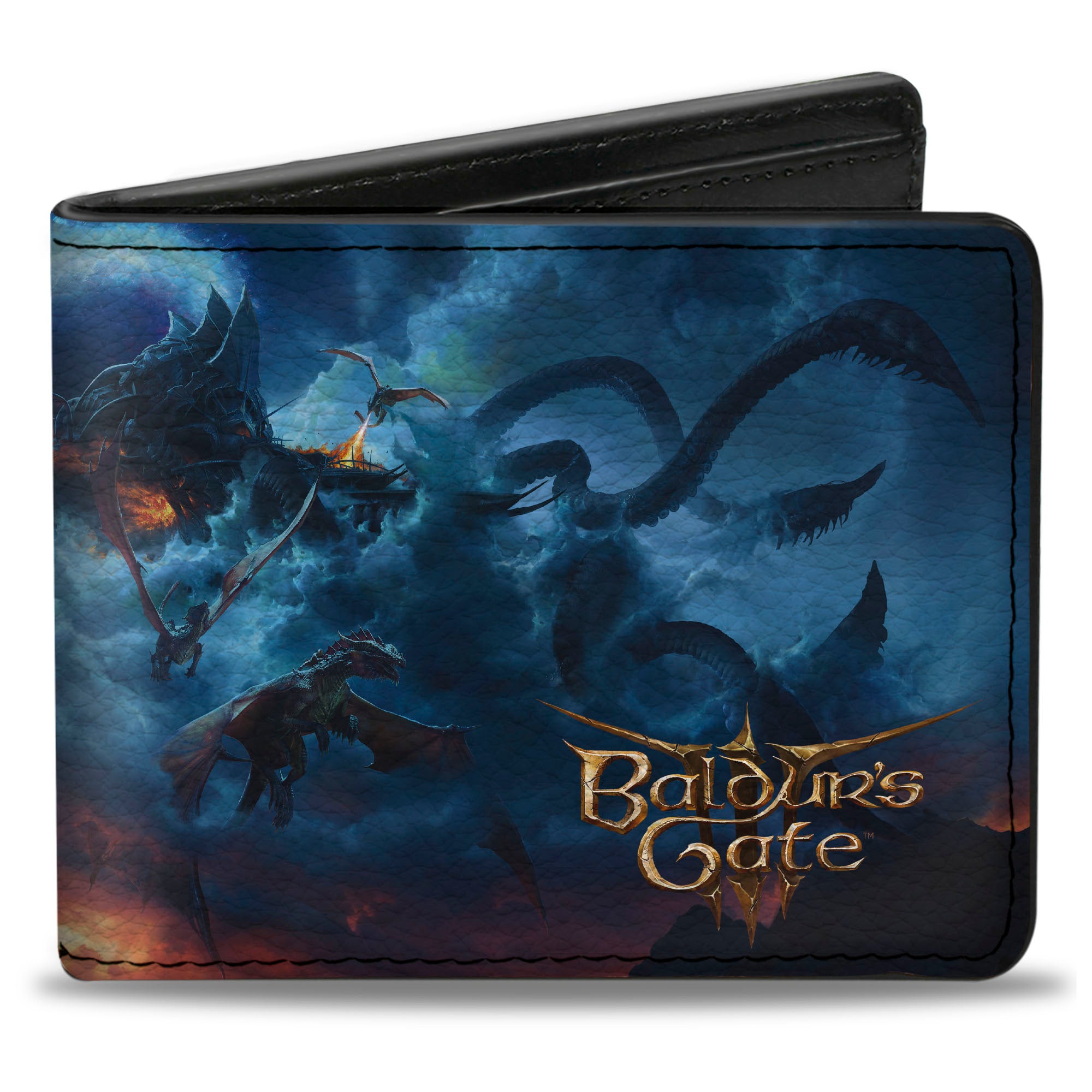 Bi-Fold Wallet - BALDUR'S GATE III Group Pose Scenes and Title Logo Grays Bi-Fold Wallets Baldur's Gate III