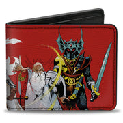 Bi-Fold Wallet - Dungeons & Dragons Five Action Figure Group Pose and Ampersand Logo Red/White Bi-Fold Wallets Dungeons & Dragons