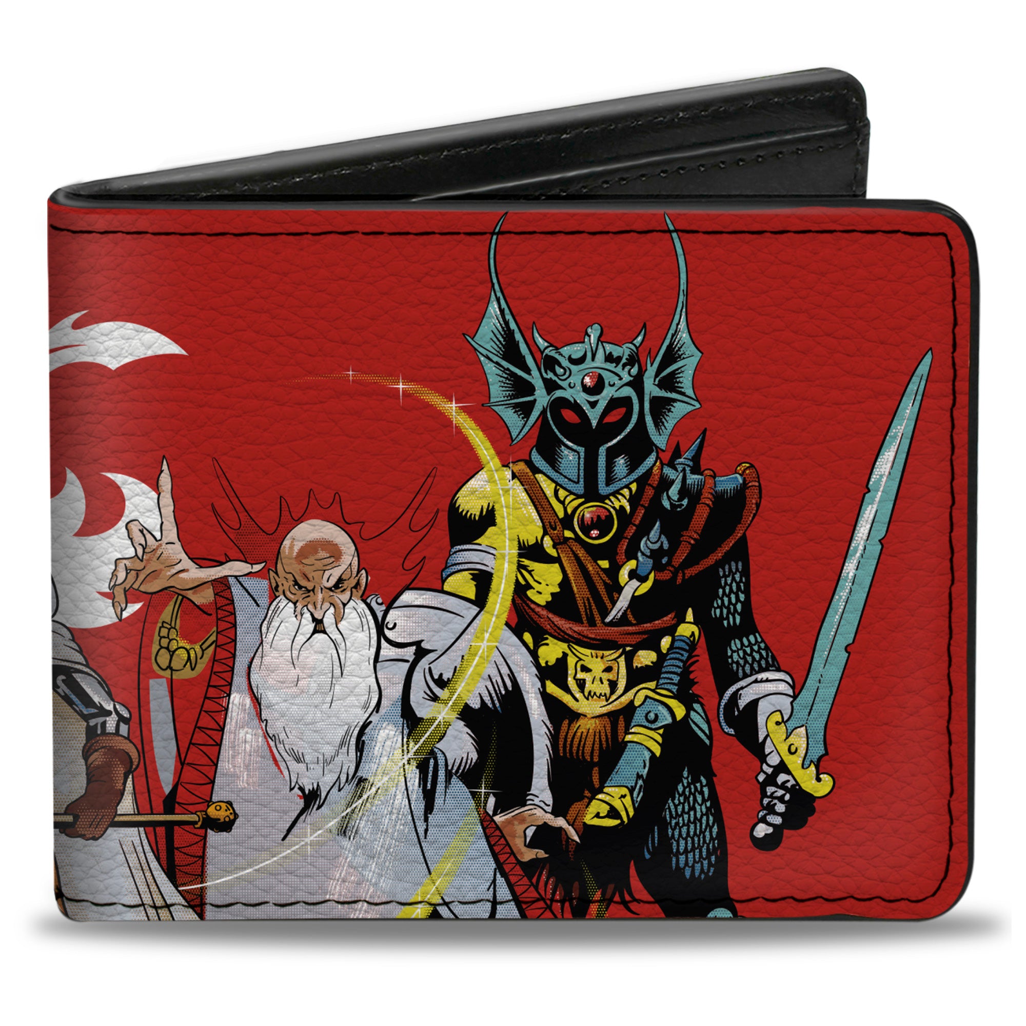 Bi-Fold Wallet - Dungeons & Dragons Five Action Figure Group Pose and Ampersand Logo Red/White Bi-Fold Wallets Dungeons & Dragons