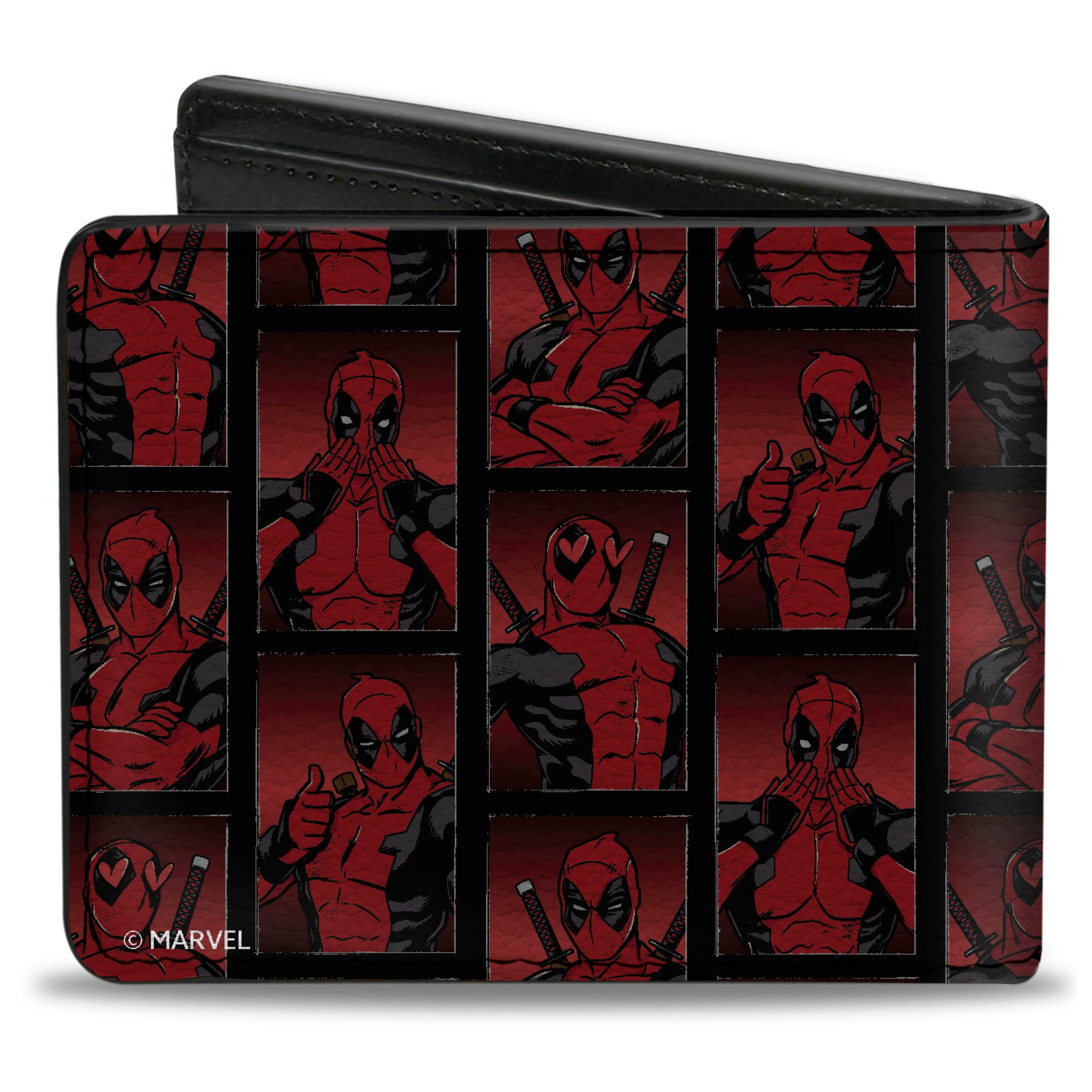 Bi-Fold Wallet - HELLO I'M DEADPOOL Pose Blocks Black/Reds Bi-Fold Wallets Marvel Comics