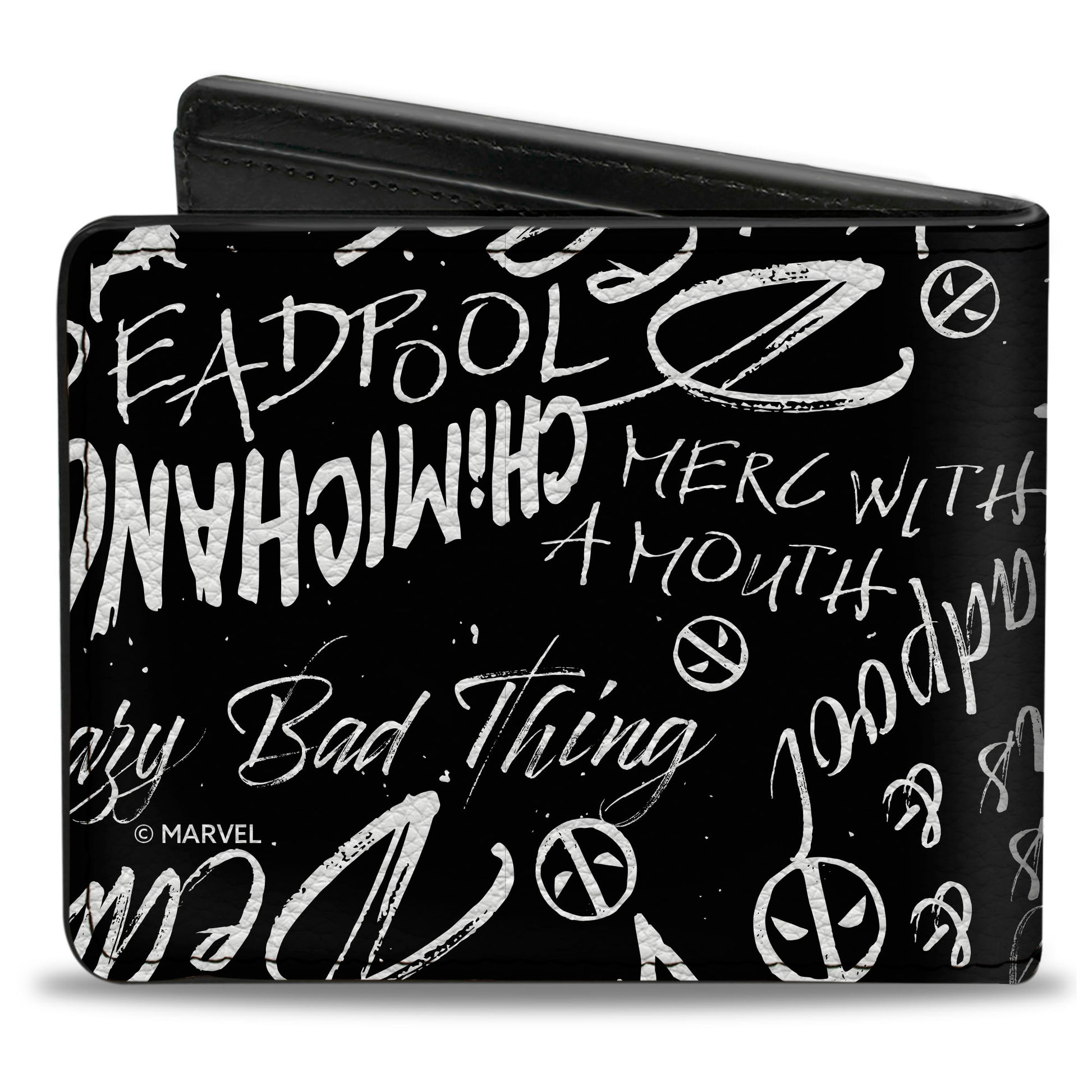 Bi-Fold Wallet - DEADPOOL Quotes Collage and Logo Black/White/Red Bi-Fold Wallets Marvel Comics