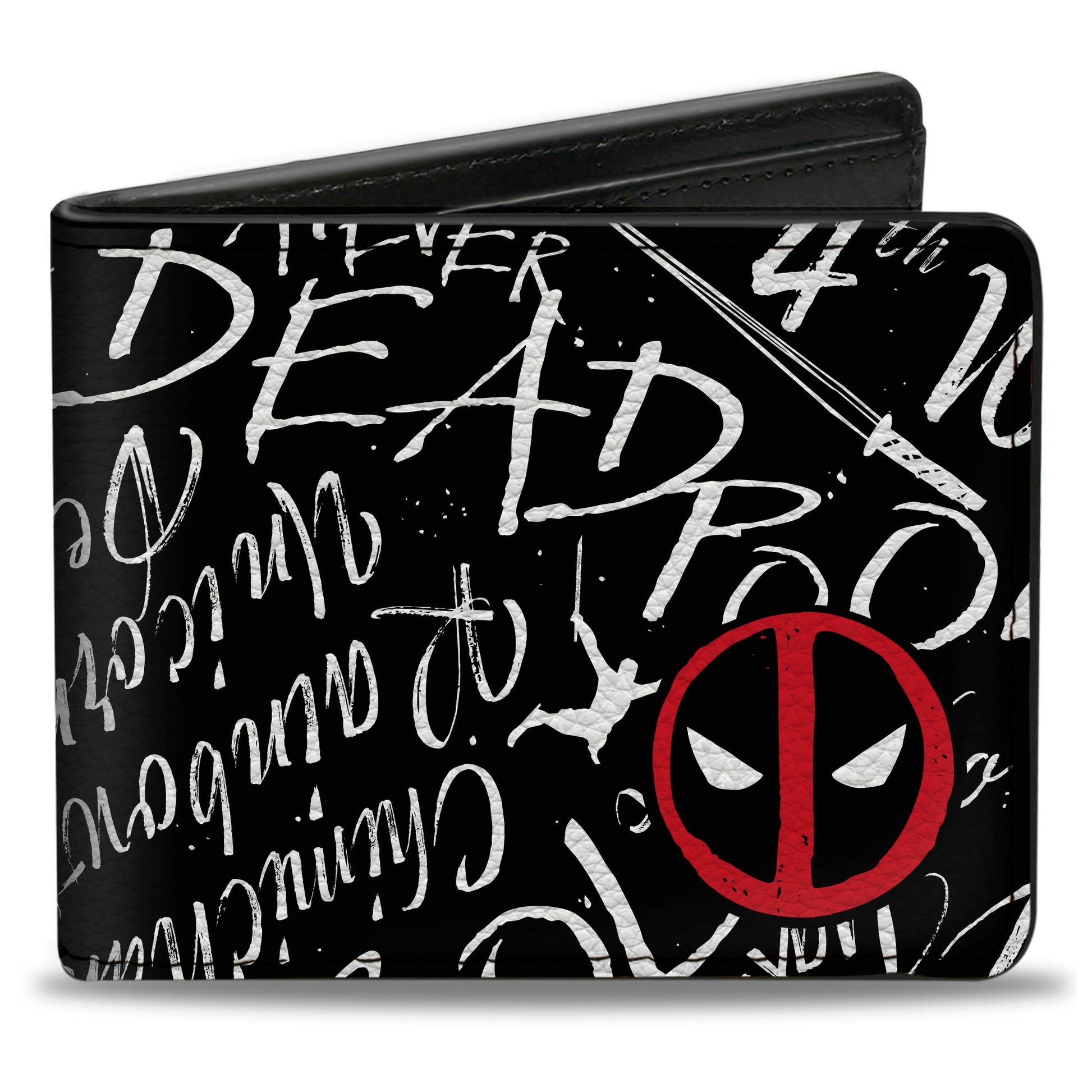 Bi-Fold Wallet - DEADPOOL Quotes Collage and Logo Black/White/Red Bi-Fold Wallets Marvel Comics