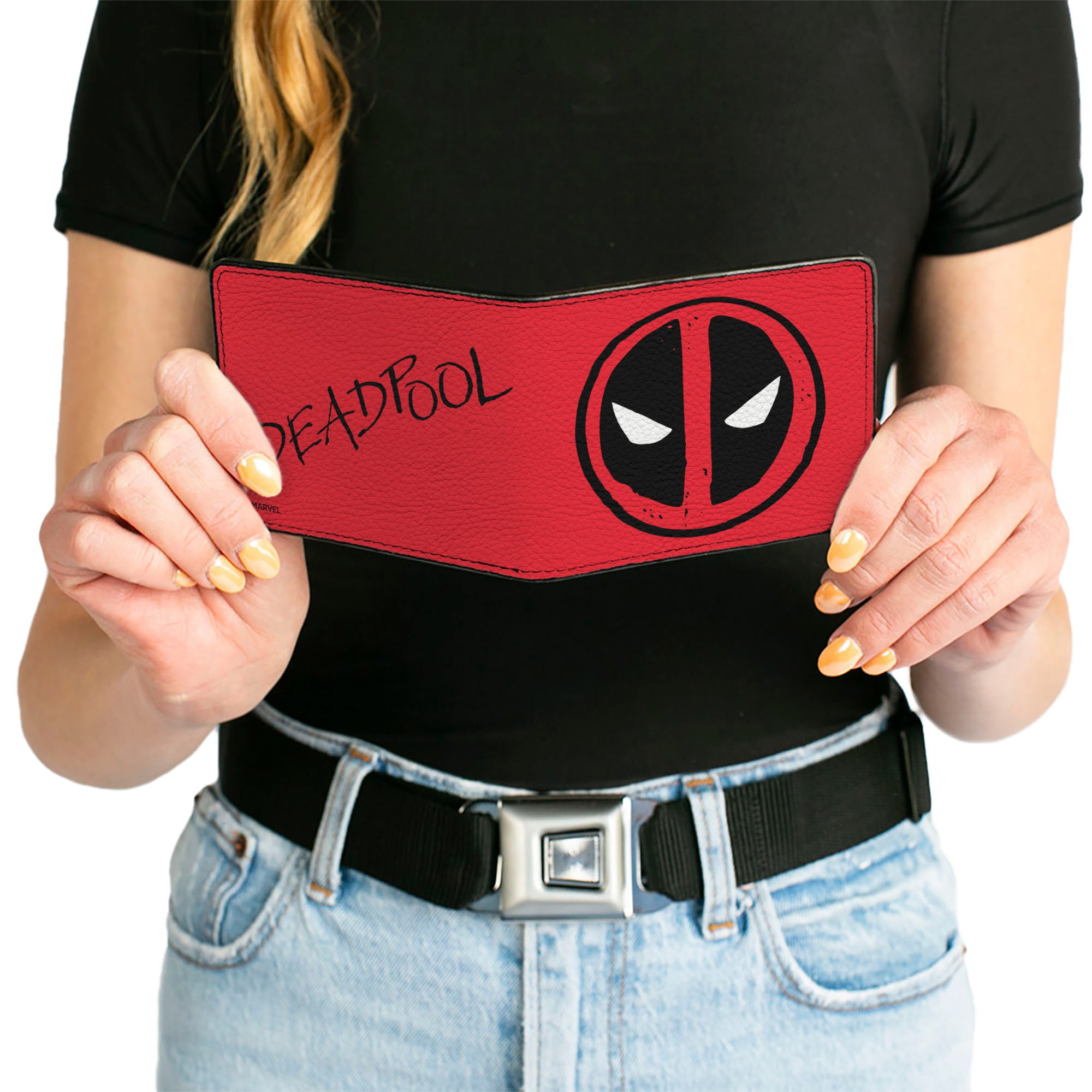 Bi-Fold Wallet - DEADPOOL Logo and Text Red/Black/White Bi-Fold Wallets Marvel Comics
