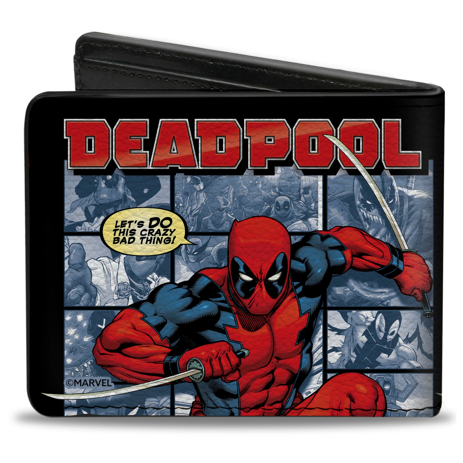 Bi-Fold Wallet - DEADPOOL CRAZY BAD THING Pose and Comics Blocks Bi-Fold Wallets Marvel Comics