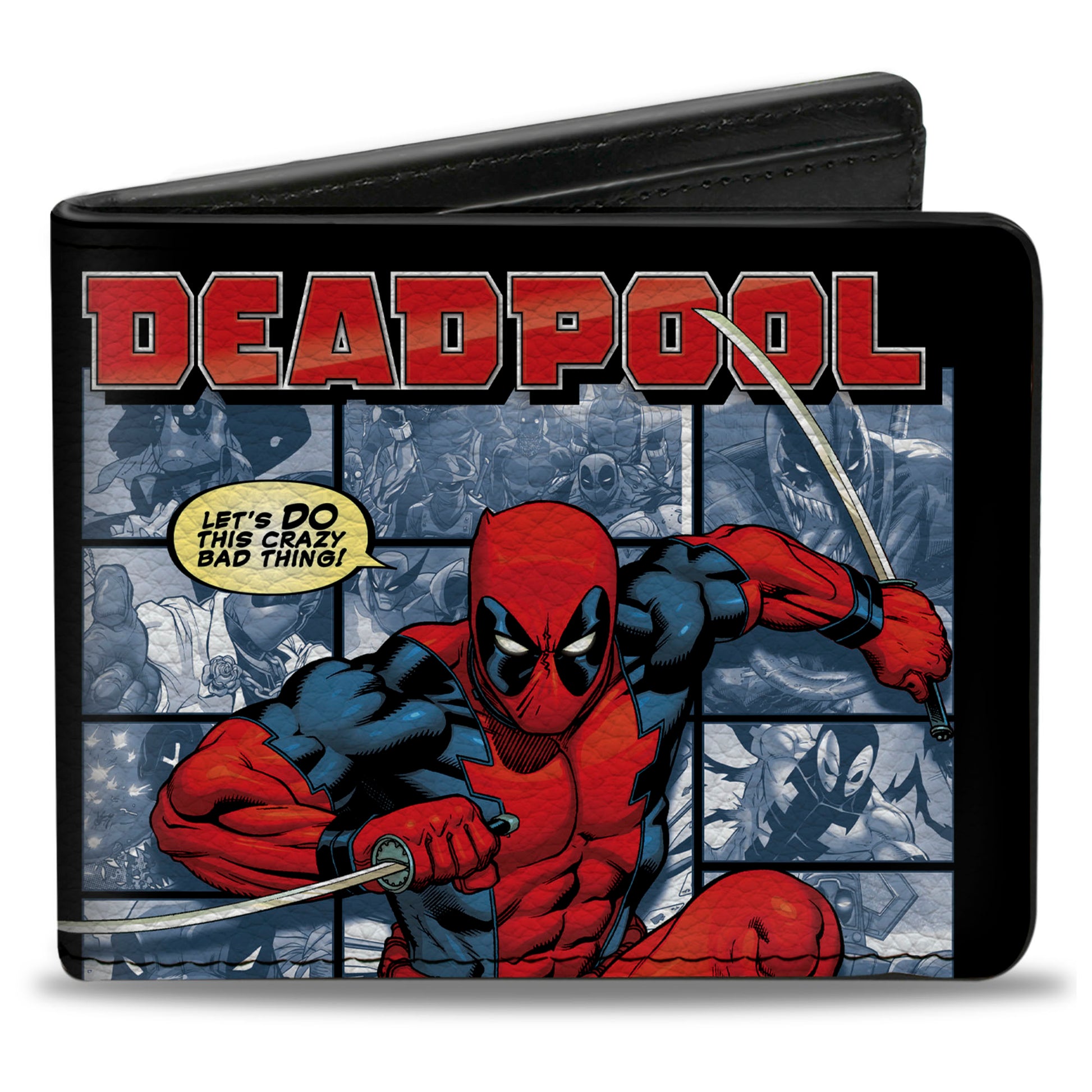 Bi-Fold Wallet - DEADPOOL CRAZY BAD THING Pose and Comics Blocks Bi-Fold Wallets Marvel Comics
