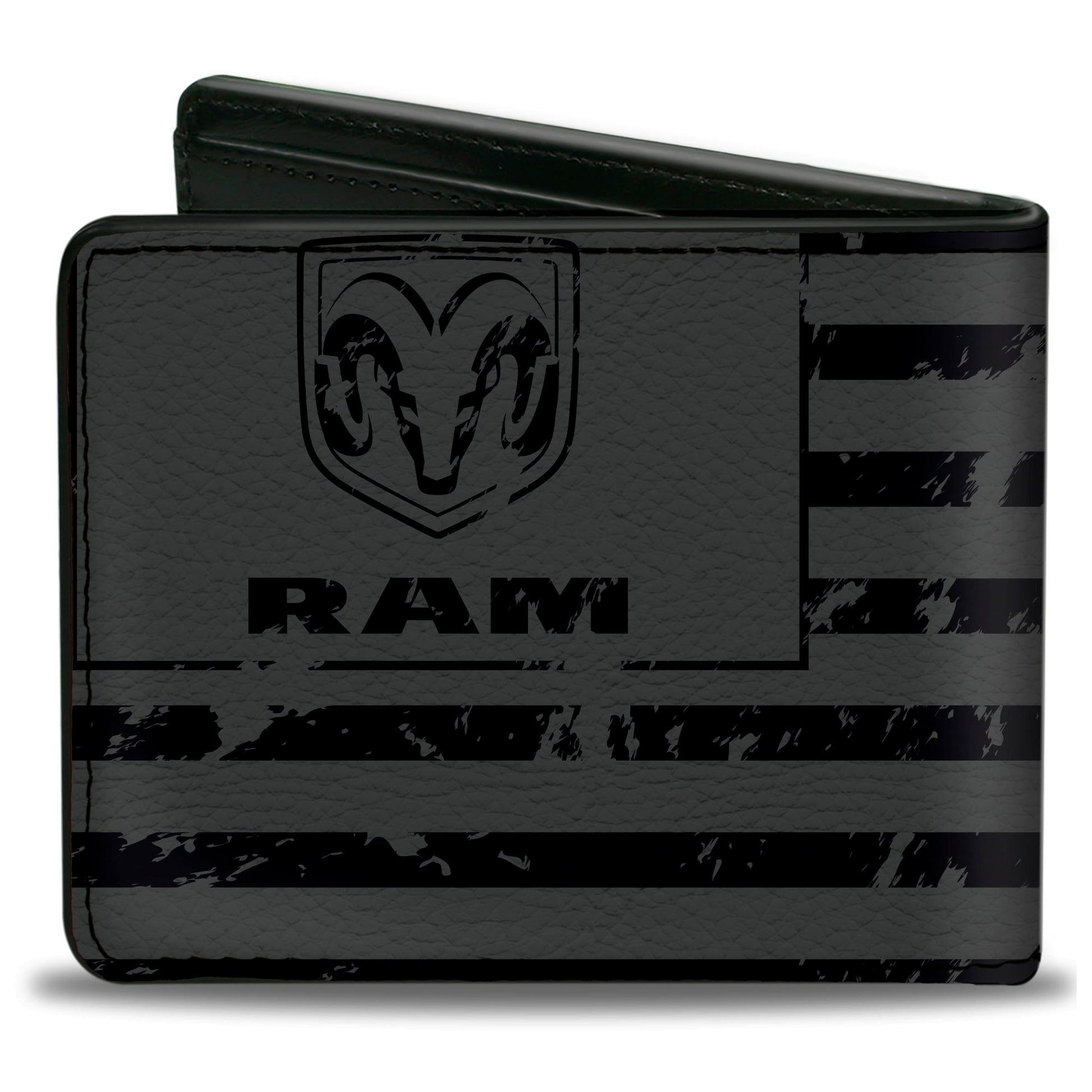Bi-Fold Wallet - RAM Logo Americana Flag Weathered Gray Black Bi-Fold Wallets Ram