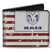 Bi-Fold Wallet - RAM Logo Americana Flag Weathered White Red Blue Bi-Fold Wallets Ram
