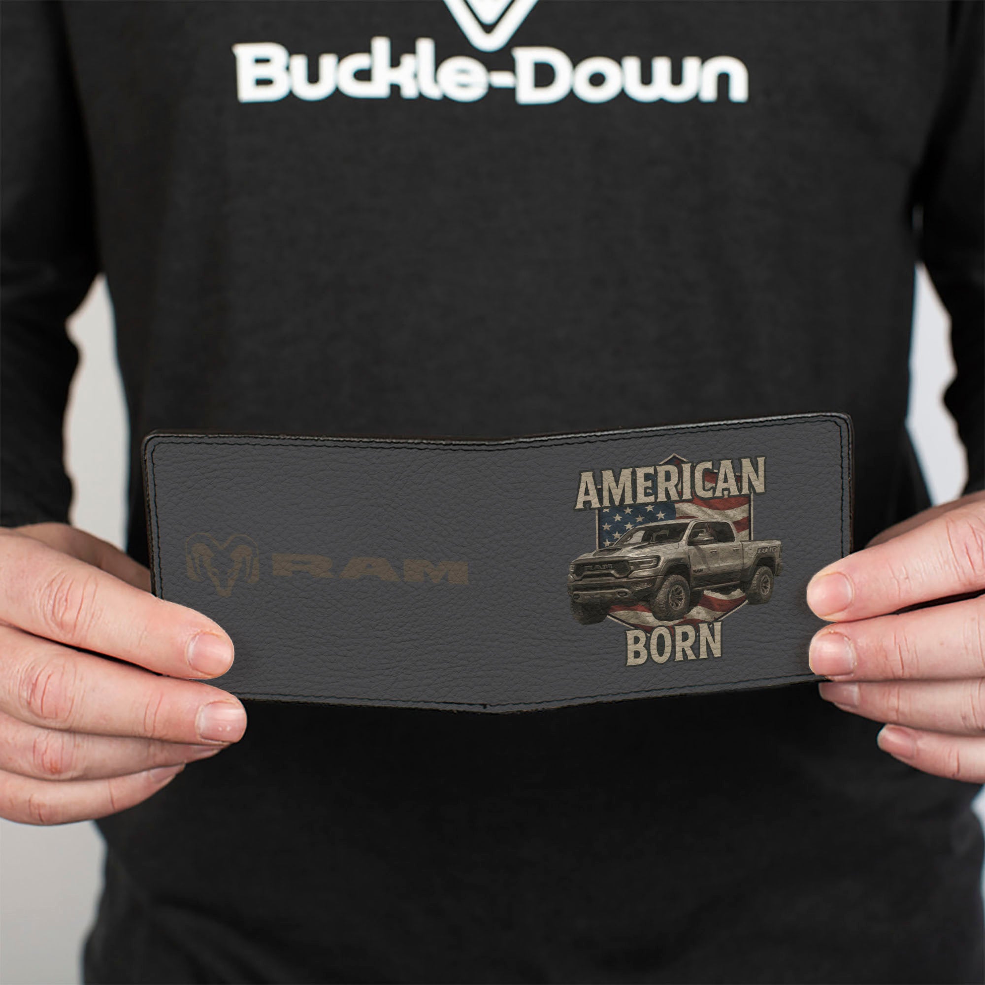 Bi-Fold Wallet - RAM 1500 RHO AMERICAN BORN Truck and Logo Black/Grays