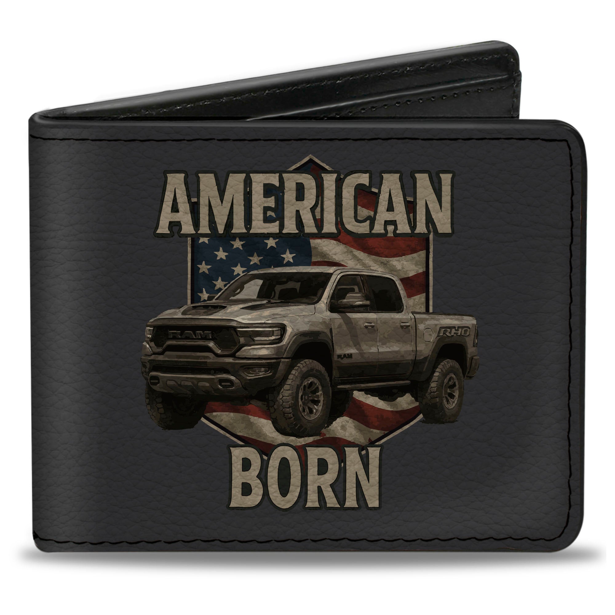 Bi-Fold Wallet - RAM 1500 RHO AMERICAN BORN Truck and Logo Black/Grays