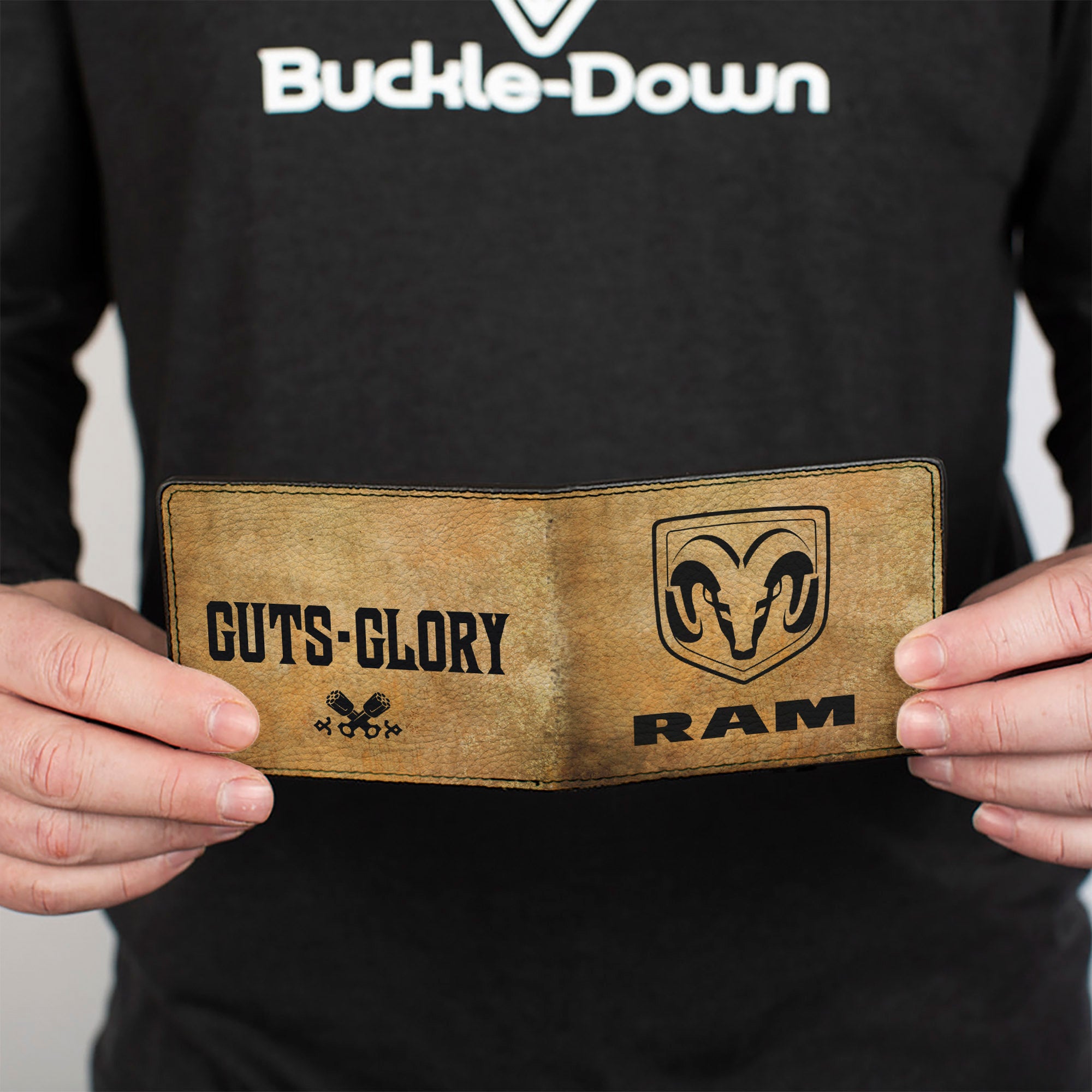 Bi-Fold Wallet - RAM Logo + GUTS-GLORY Pistons Weathered Black Bi-Fold Wallets Ram