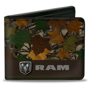 Bi-Fold Wallet - RAM Logo Leaf Camo Browns Greens Silvers Bi-Fold Wallets Ram