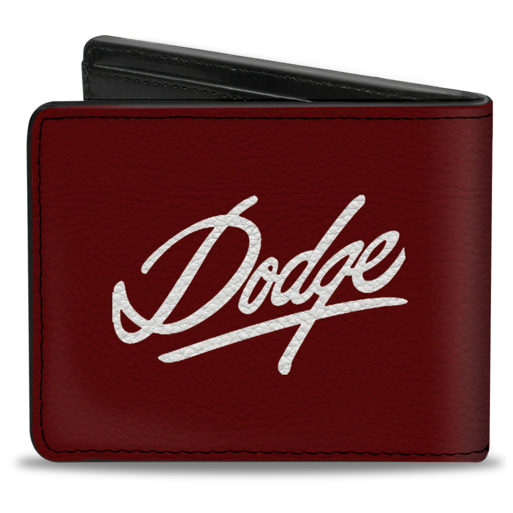Bi-Fold Wallet - DODGE Emblem Script Burgundy White Bi-Fold Wallets Dodge