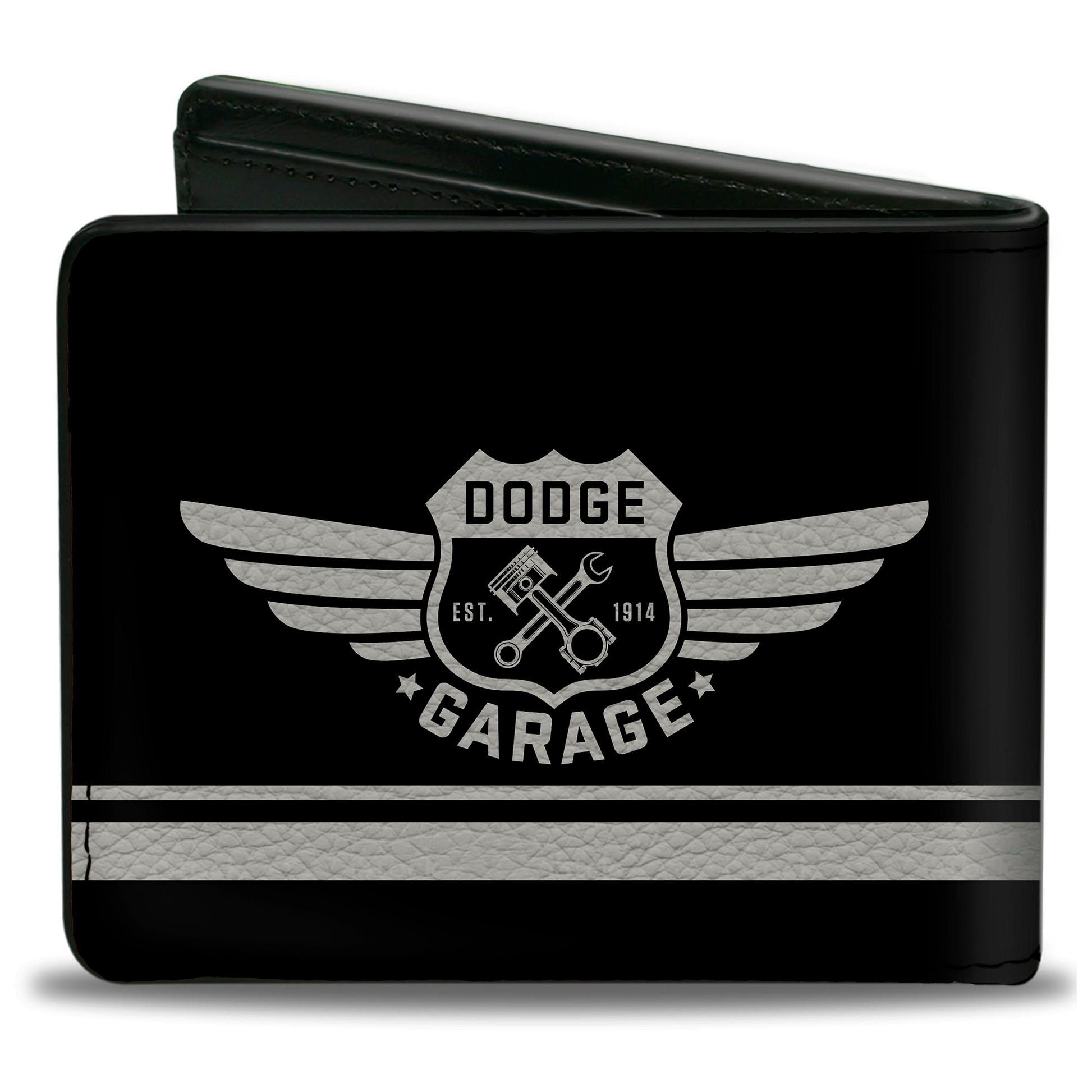 Bi-Fold Wallet - DODGE GARAGE Emblem Stripe Black Light Gray Bi-Fold Wallets Dodge