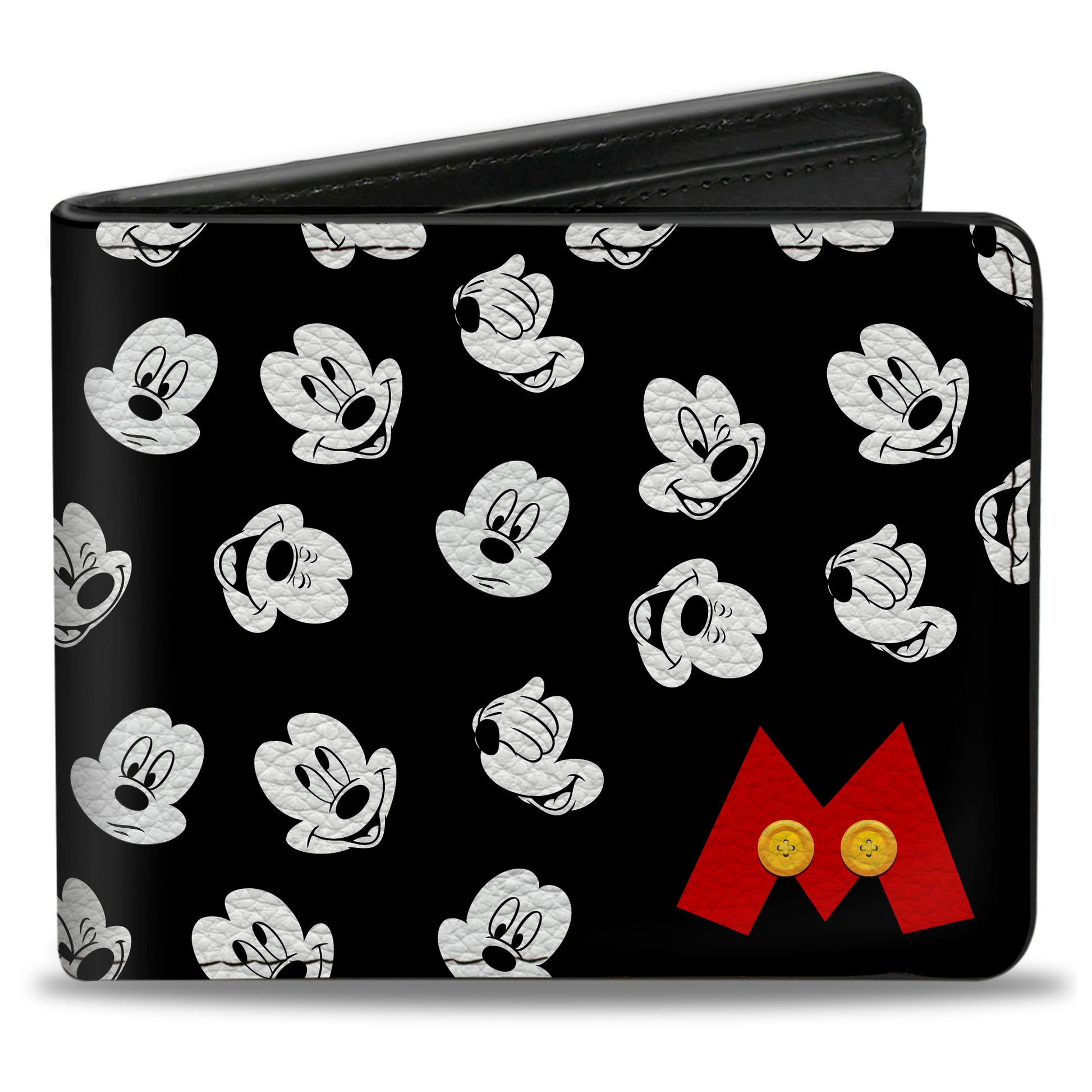 Bi-Fold Wallet - Mickey Mouse 5-Expressions/Logo Black/White/Red Bi-Fold Wallets Disney