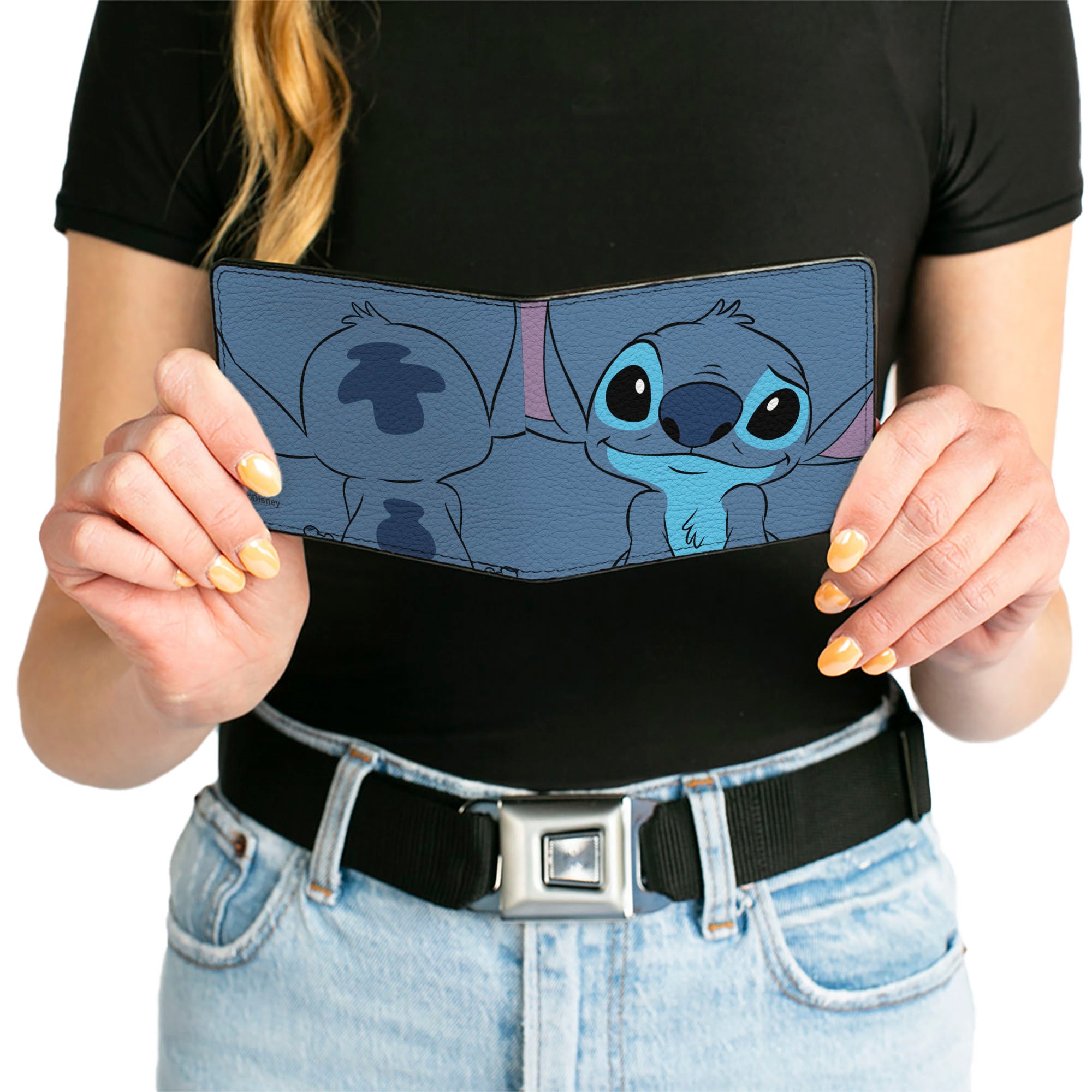 Bi-Fold Wallet - Lilo & Stitch Stitch Sweet Smiling Pose CLOSE-UP Blues Bi-Fold Wallets Disney
