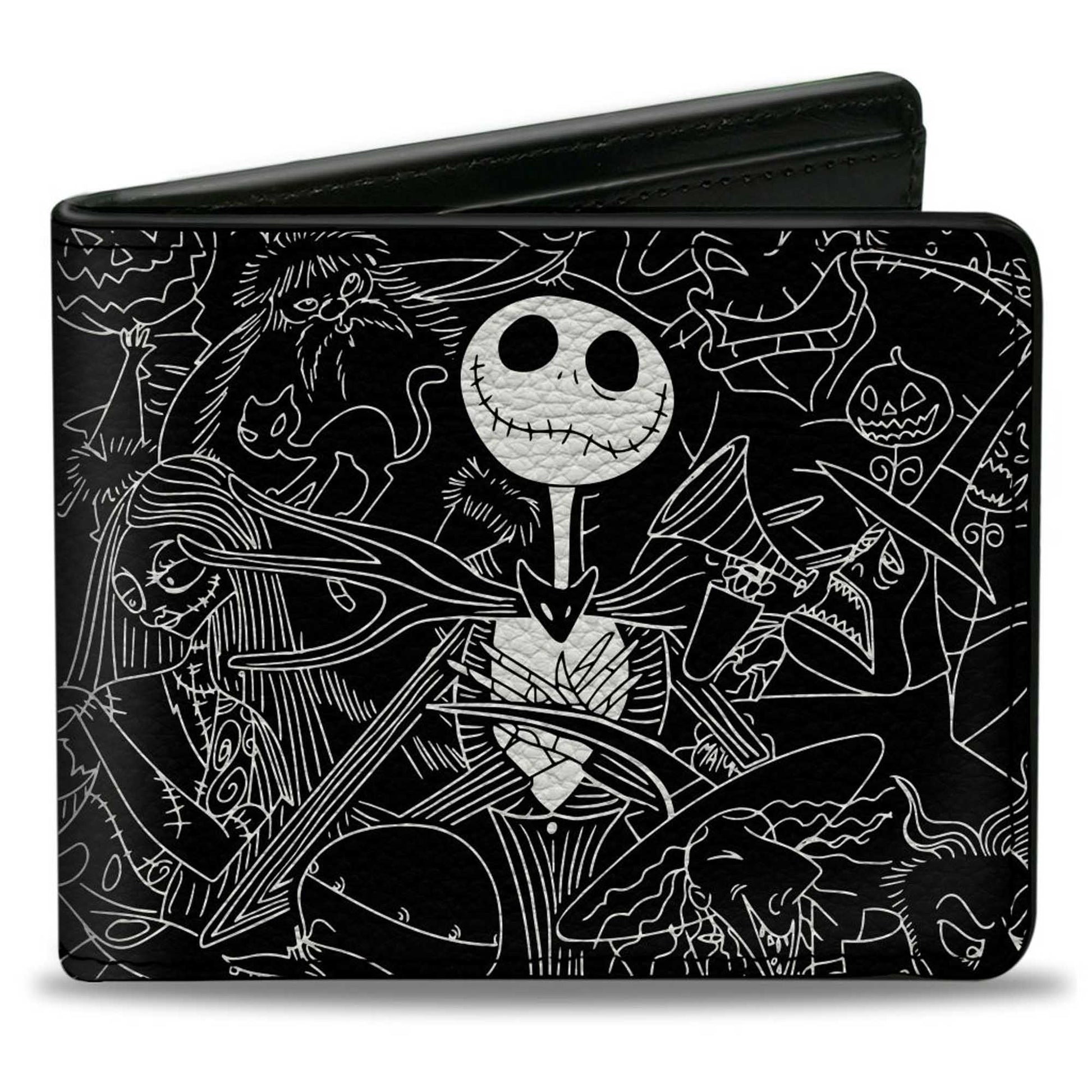 Bi-Fold Wallet - The Nightmare Before Christmas Character Doodles Black/White Bi-Fold Wallets Disney
