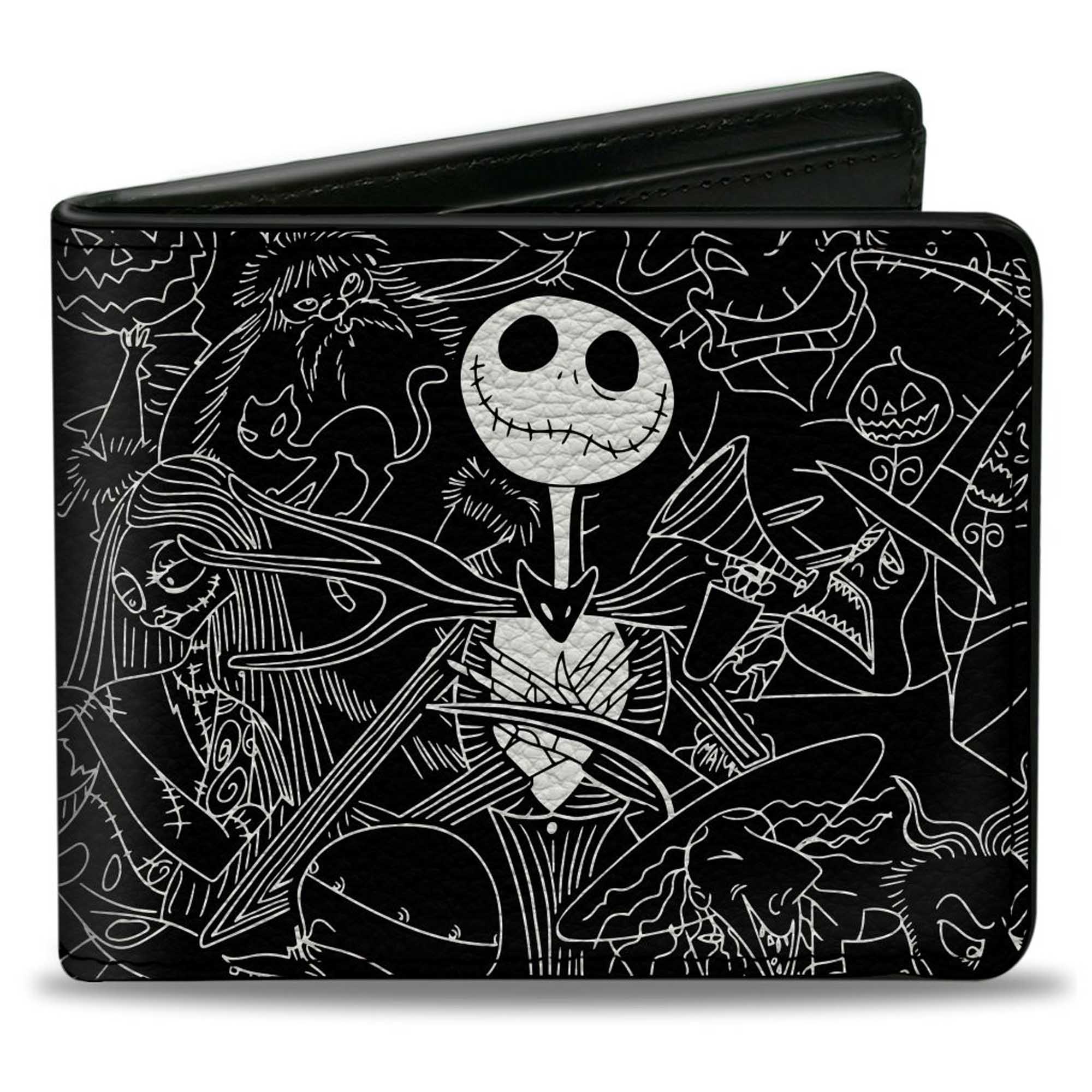 Bi-Fold Wallet - The Nightmare Before Christmas Character Doodles Black/White Bi-Fold Wallets Disney