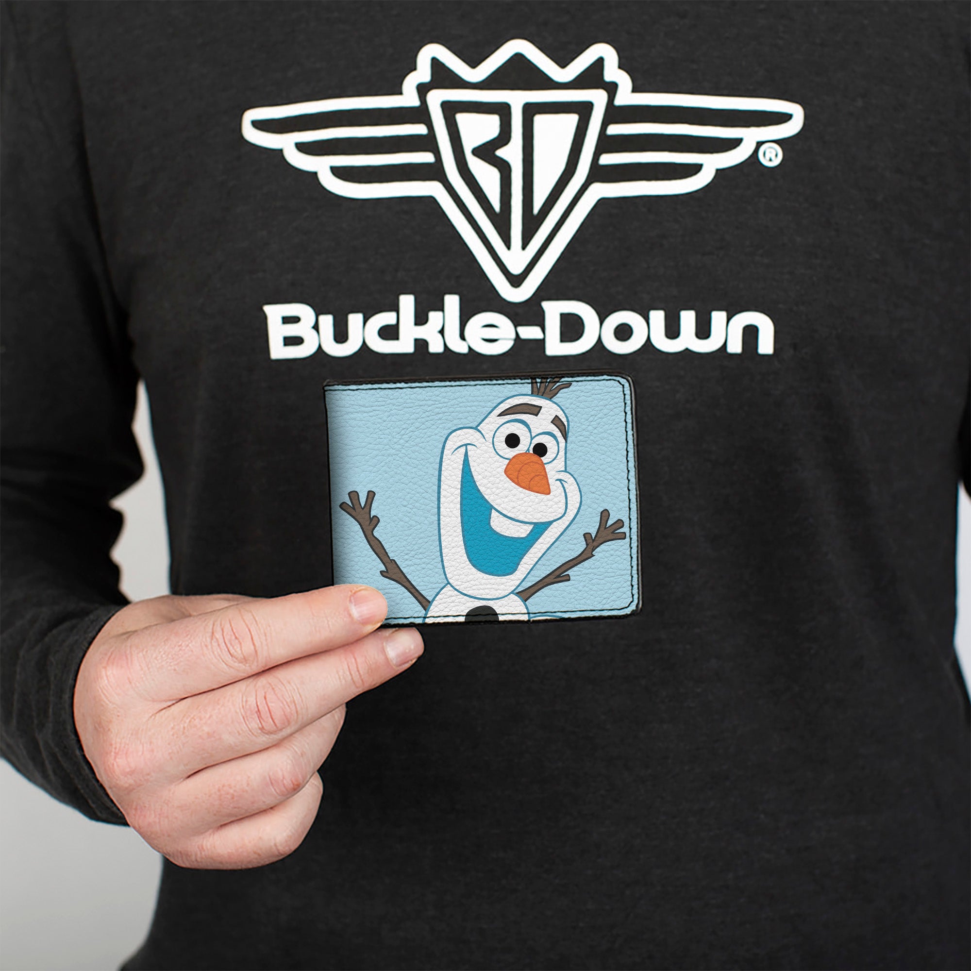 Bi-Fold Wallet - Frozen Olaf Face Character Close-Up Light Blue Bi-Fold Wallets Disney