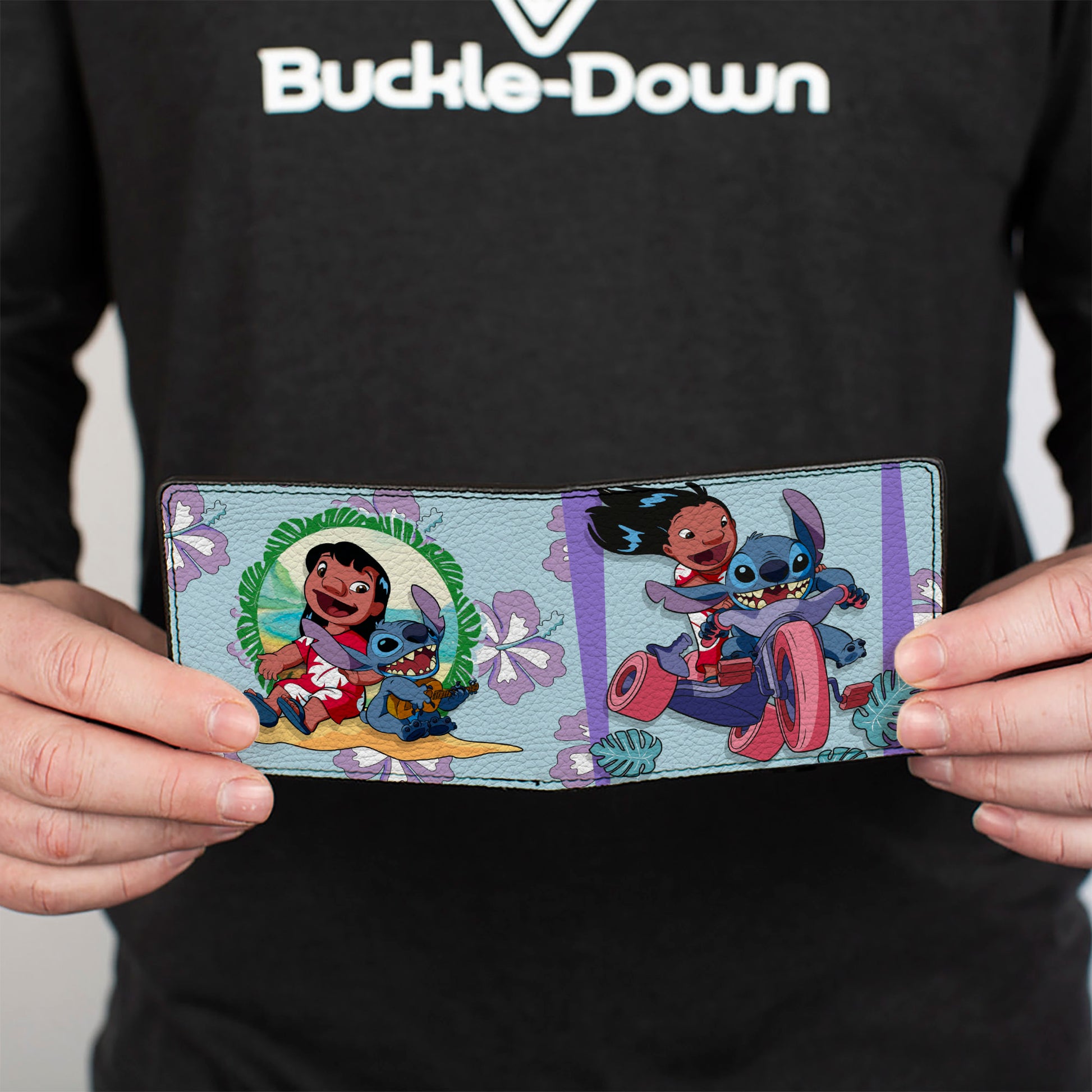 Bi-Fold Wallet - Lilo & Stitch Big Wheel and Singing Poses Blues/Lavender Bi-Fold Wallets Disney
