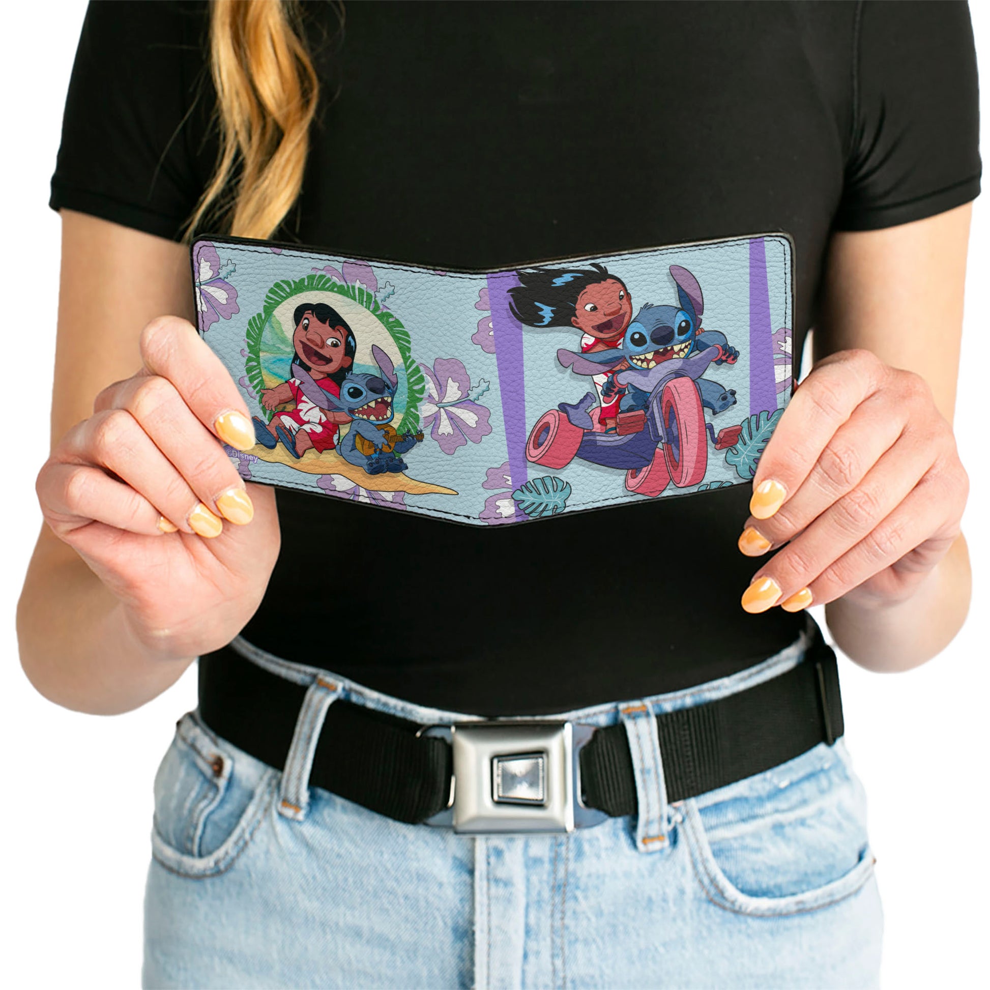 Bi-Fold Wallet - Lilo & Stitch Big Wheel and Singing Poses Blues/Lavender Bi-Fold Wallets Disney